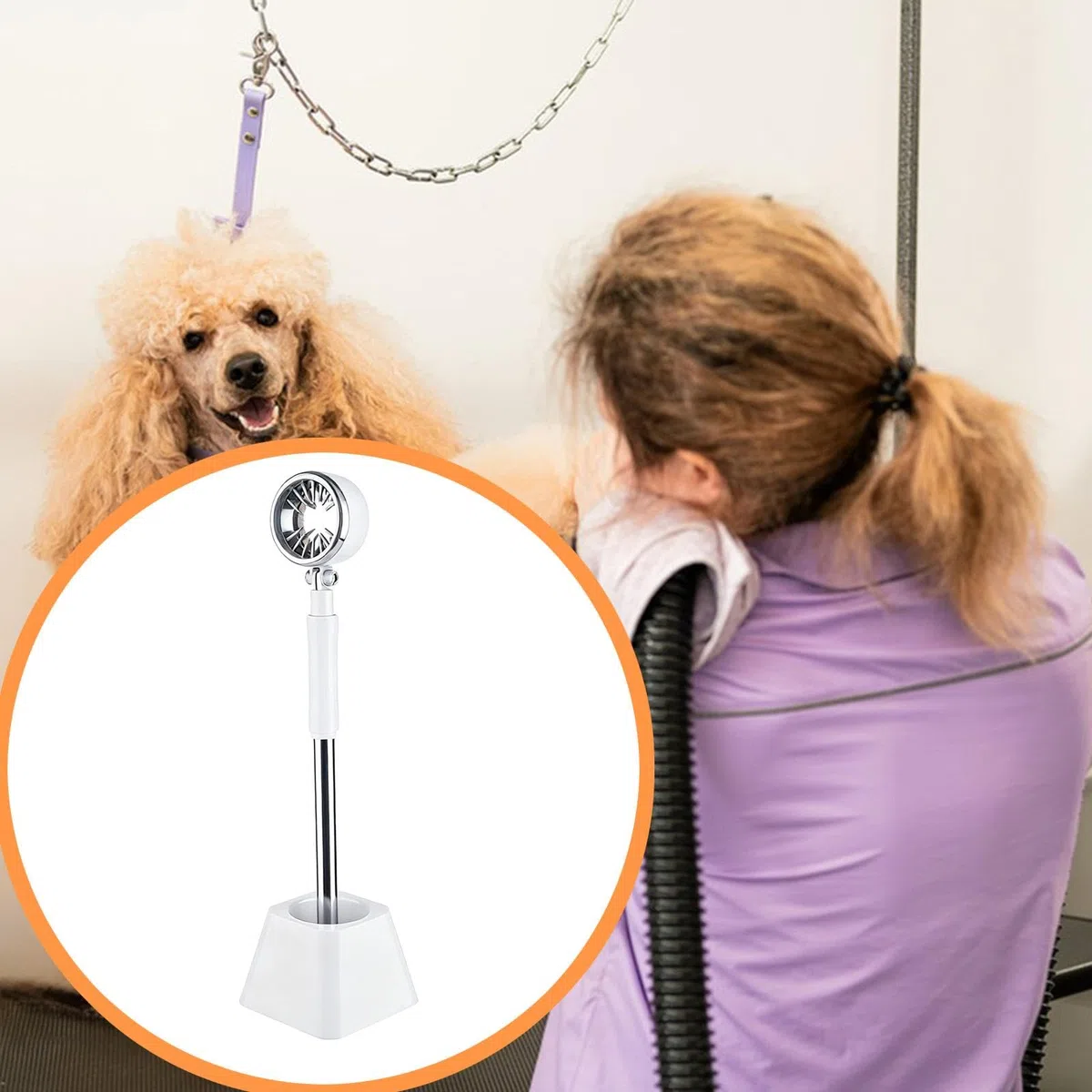Sharplace Soporte para Secador de Pelo, Accesorio para Peluquería de Mascotas, Base Estable Y Flexible, para El Cuidado de Cachorros Y Gatos, Soporte para Secad, Blanco