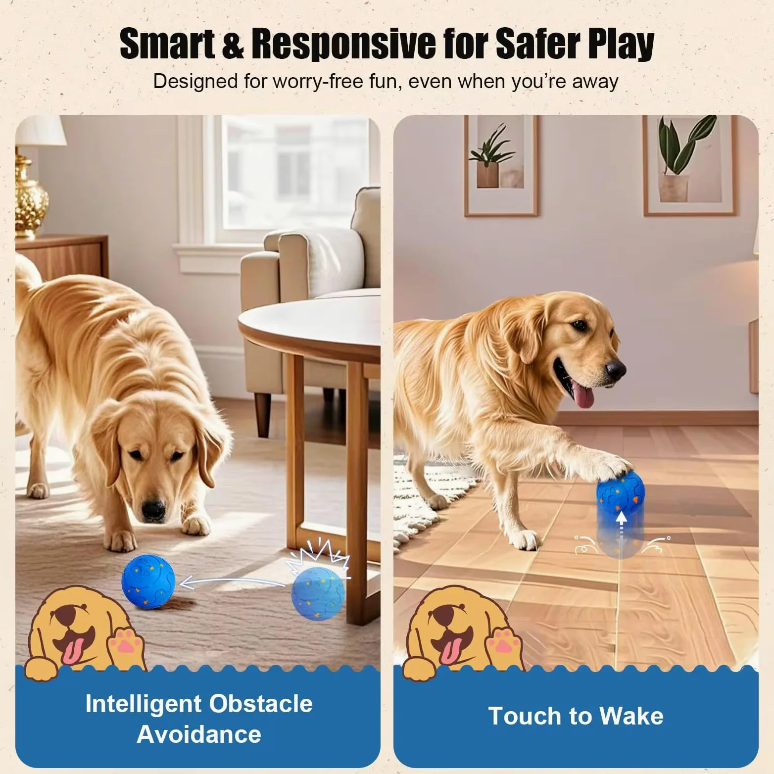 Dog Wicked Ball, juguete interactivo para perros, bola de perro eléctrica con 3 modos, material E-TPU, activación automática por movimiento, recargable USB-C, para perros tamaño M-L, impermeable IP54