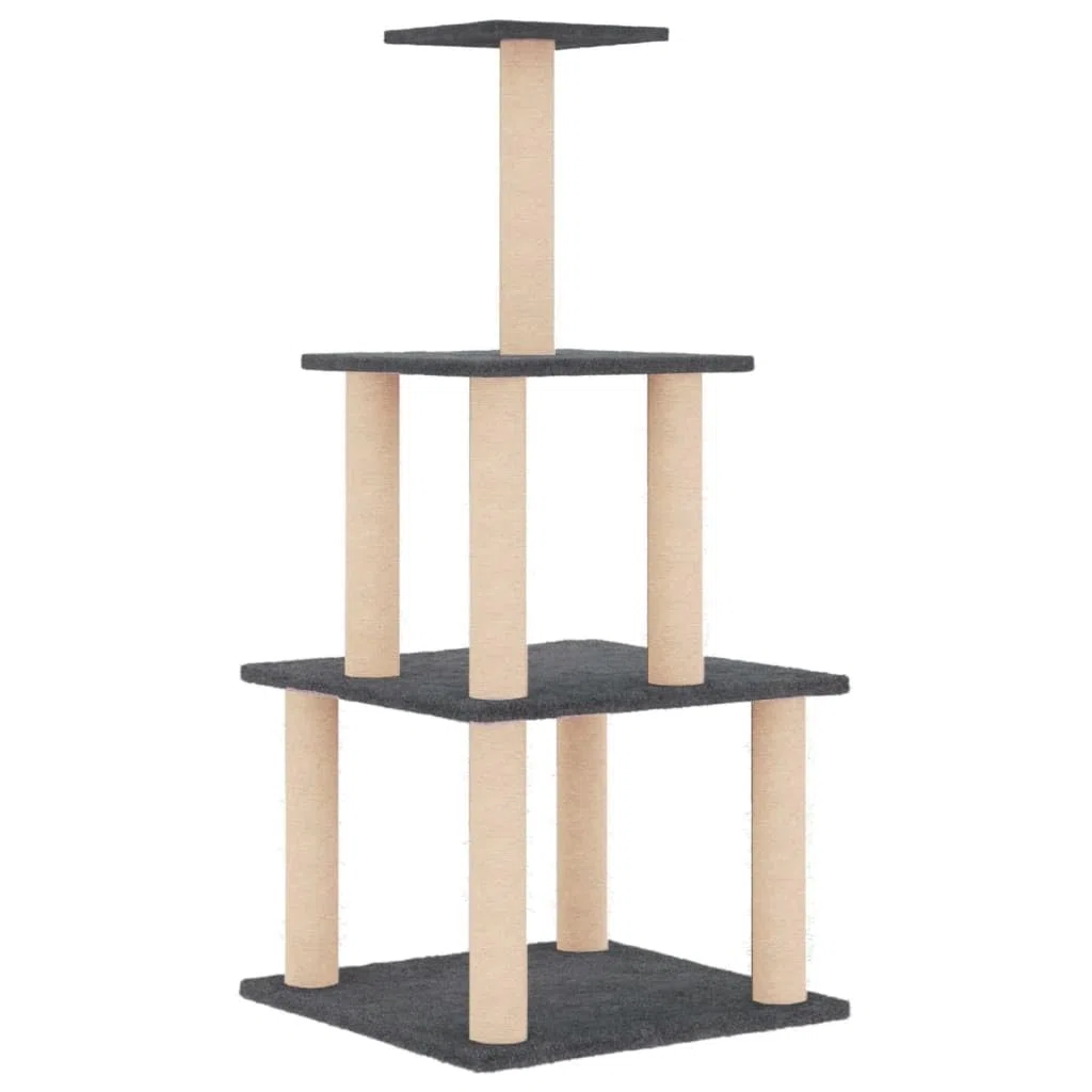 Rascador para Gatos con Postes de sisal Gris Oscuro 111 cm, Xichuzi Rascador Gato, Arbol Rascador para Gatos, Gatos Accesorios, Torre Gatos, Arranhador para Gatos, Casa para Gatos