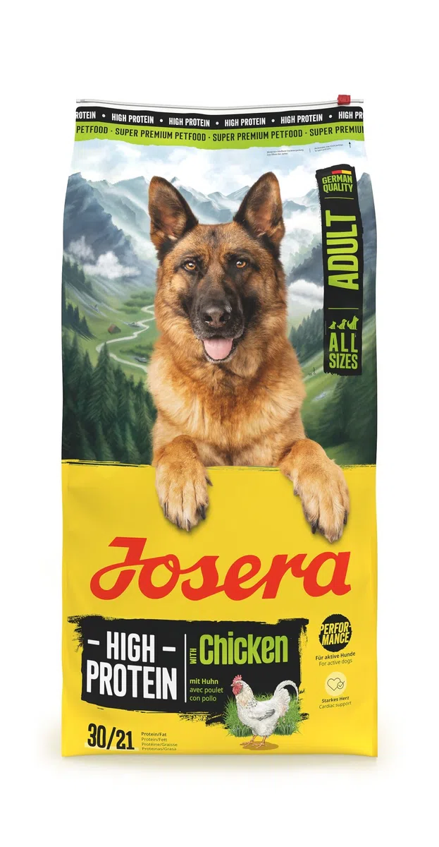 JOSERA High Protein Pollo (1 x 12,5 kg) | Adultos | Pienso seco de Primera Calidad con Pollo y Aceite de salmón para Perros Adultos y Deportistas (de cría) | Rico en proteínas | L-carnitina y taurina