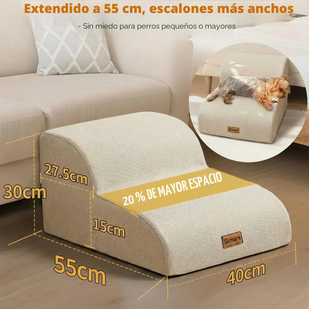 Gimars Escaleras para Perros de 2 peldaños Beige