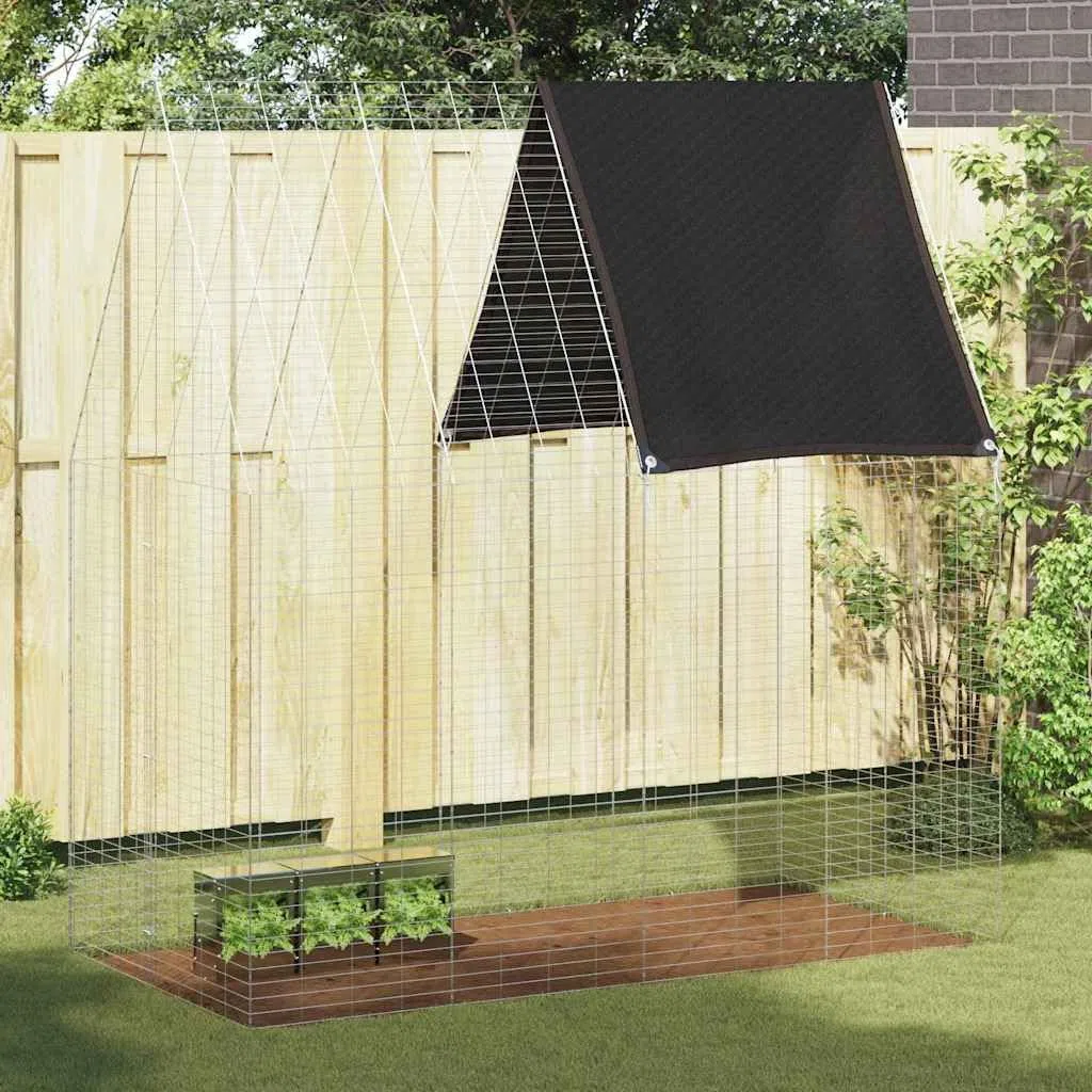 Jaula para conejos de acero galvanizado, 200 x 100 x 210 cm, resistente a la intemperie para conejos, cobayas y hámsters, establo exterior seguro para jardín, terraza y balcón