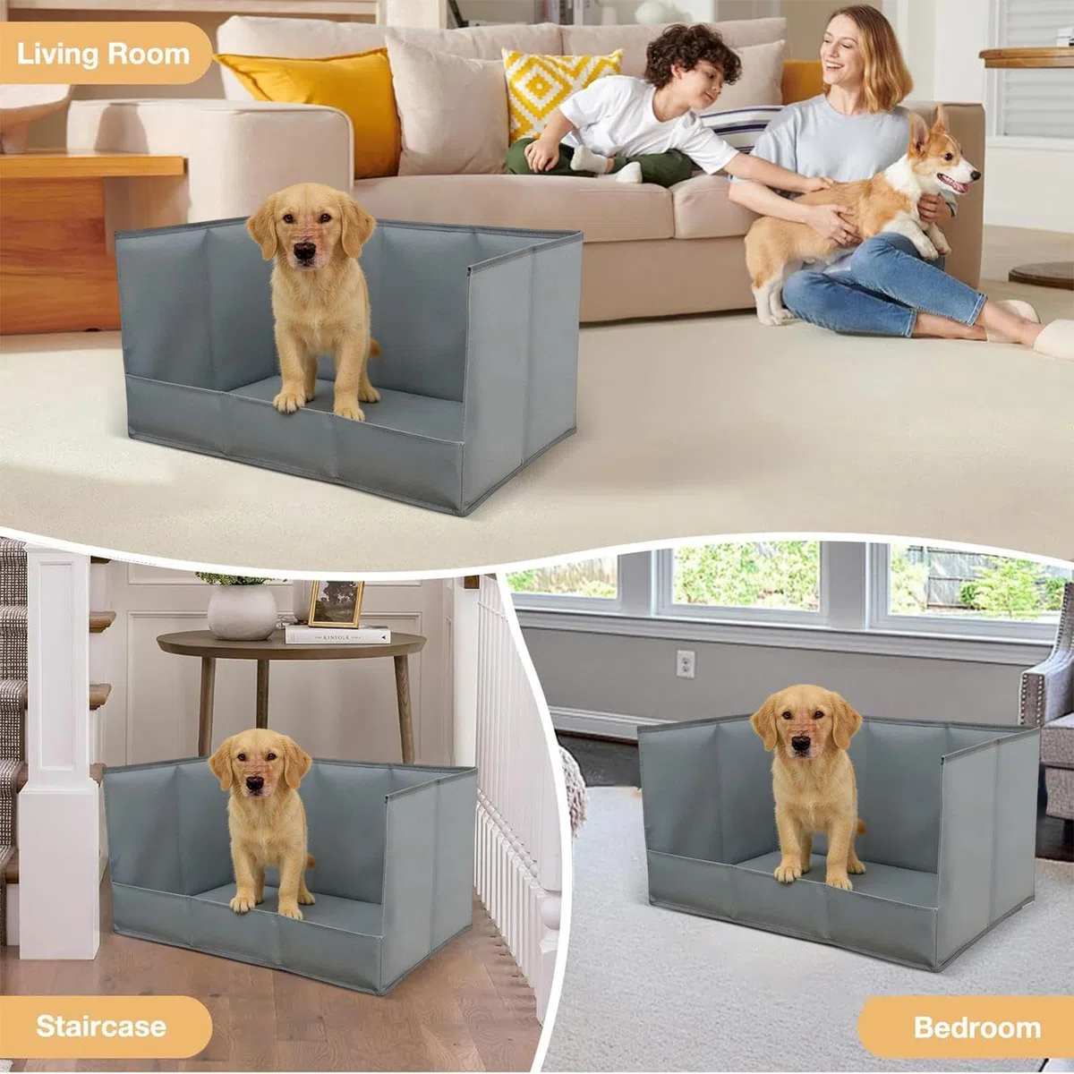 Bandeja Sanitaria para Perros Bordes Altos Plegable Portátil Impermeable | Recipiente para Paños Absorbentes de Canina para Interiores Exteriores Balcón Porche y Limpieza