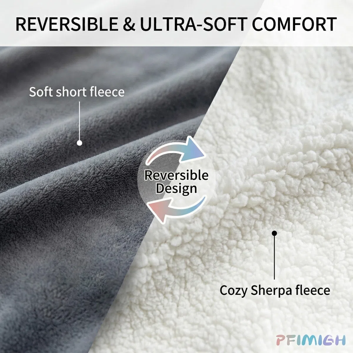 Manta Impermeable para Perros, 3 Capas de Franela y Sherpa, Cobertor Reversible Protector para Cama, Sofá y Sillón, Gris, 152x203cm