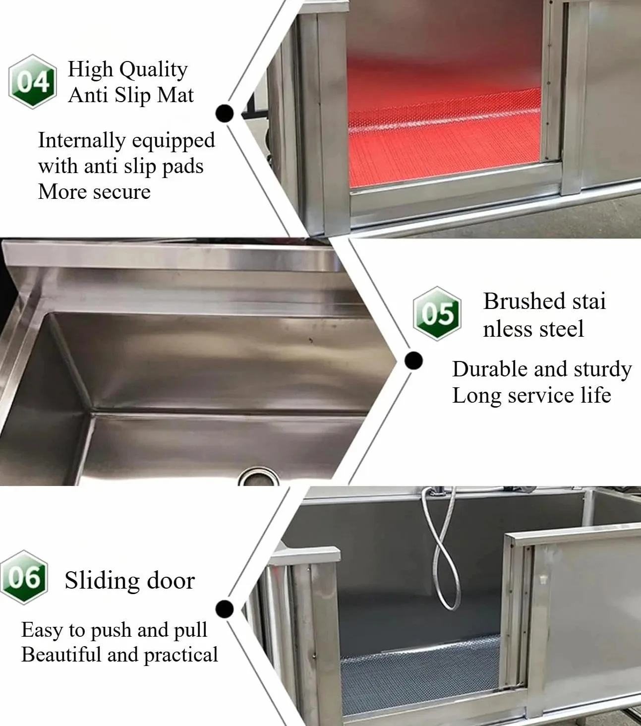 BañEra Para Perros De Acero Inoxidable - EstacióN De Lavado Profesional Para Mascotas, PeluqueríA Canina Y Veterinaria | Incluye Grifo ExtraíBle, Escaleras De Acceso Y Alfombra(100*60*90cm)