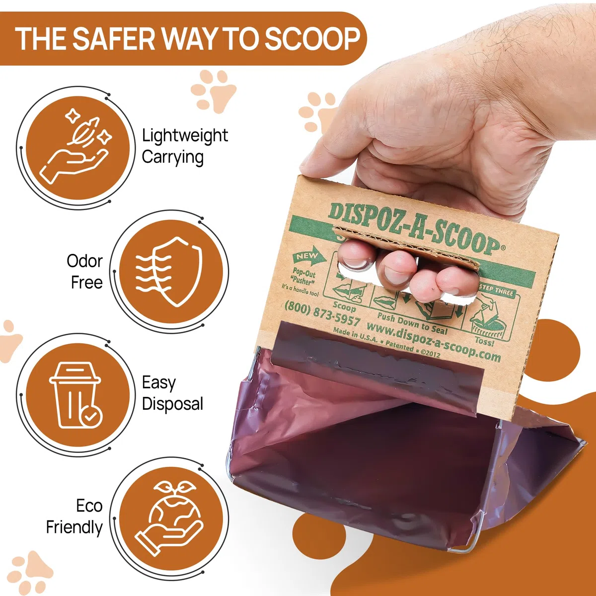 Dispoz-A-Scoop Bolsas para caca para perros (paquete de 96) | Scoopers fáciles de seguridad | Bolsas desechables para residuos de mascotas, cuchara y sello, sin perfume