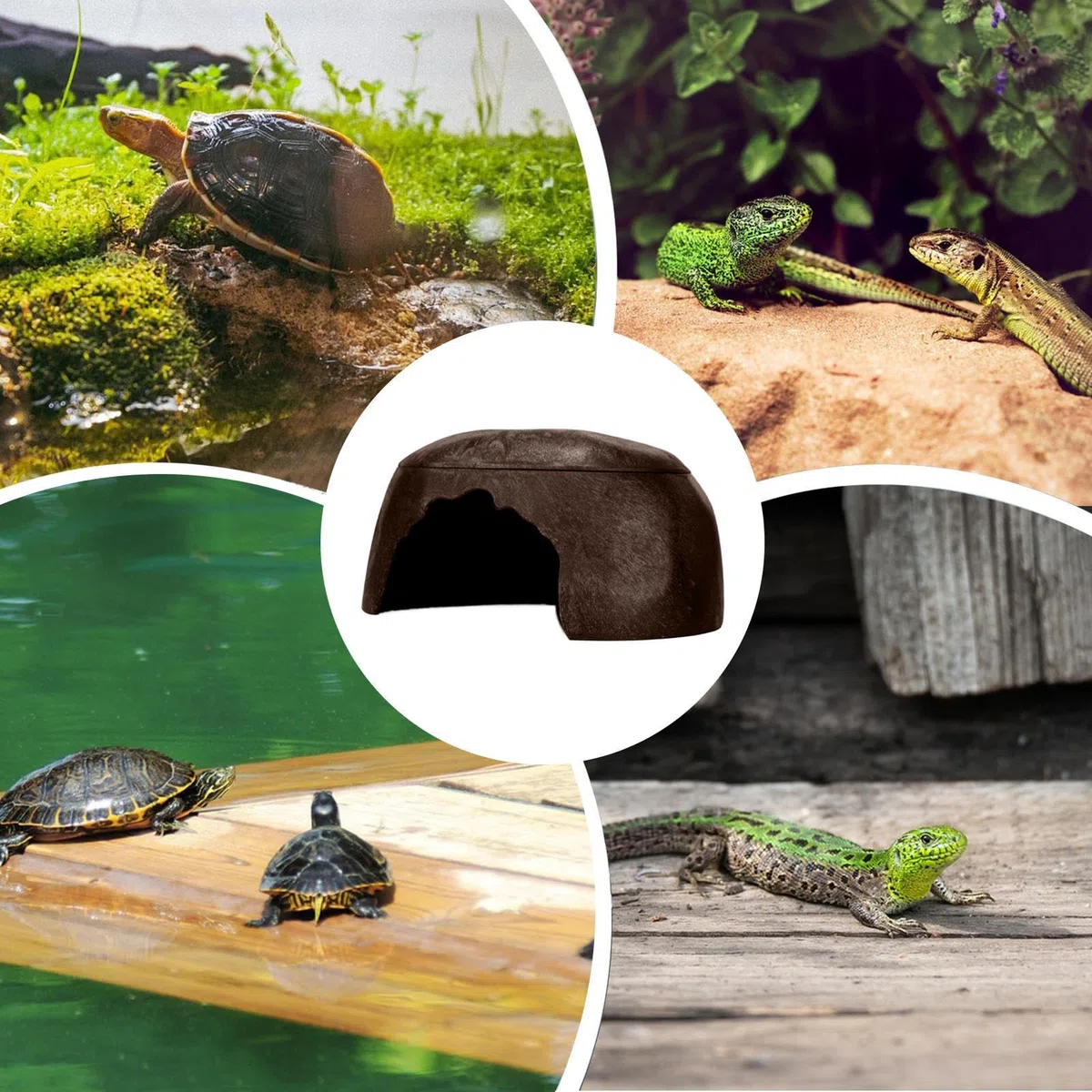 Hábitat para Reptiles Y Cuevas Refugio Compacto y Accesorios para Terrario | Hábitat Para Reptiles para Interiores, Exteriores, Jardín Serpientes, Tortugas, Ranas, Lagartijas, Geckos