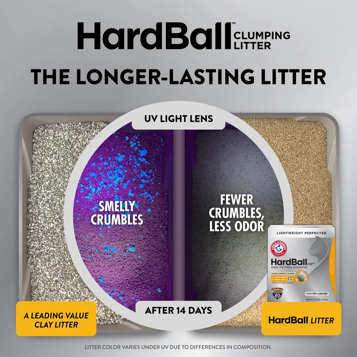 Arm & Hammer Hardball - Arena Ligera de Platino para Gatos múltiples, fácil de Recoger, sin ensuciar, Bolsa de 8.5 Libras, Aroma de Flores de jardín