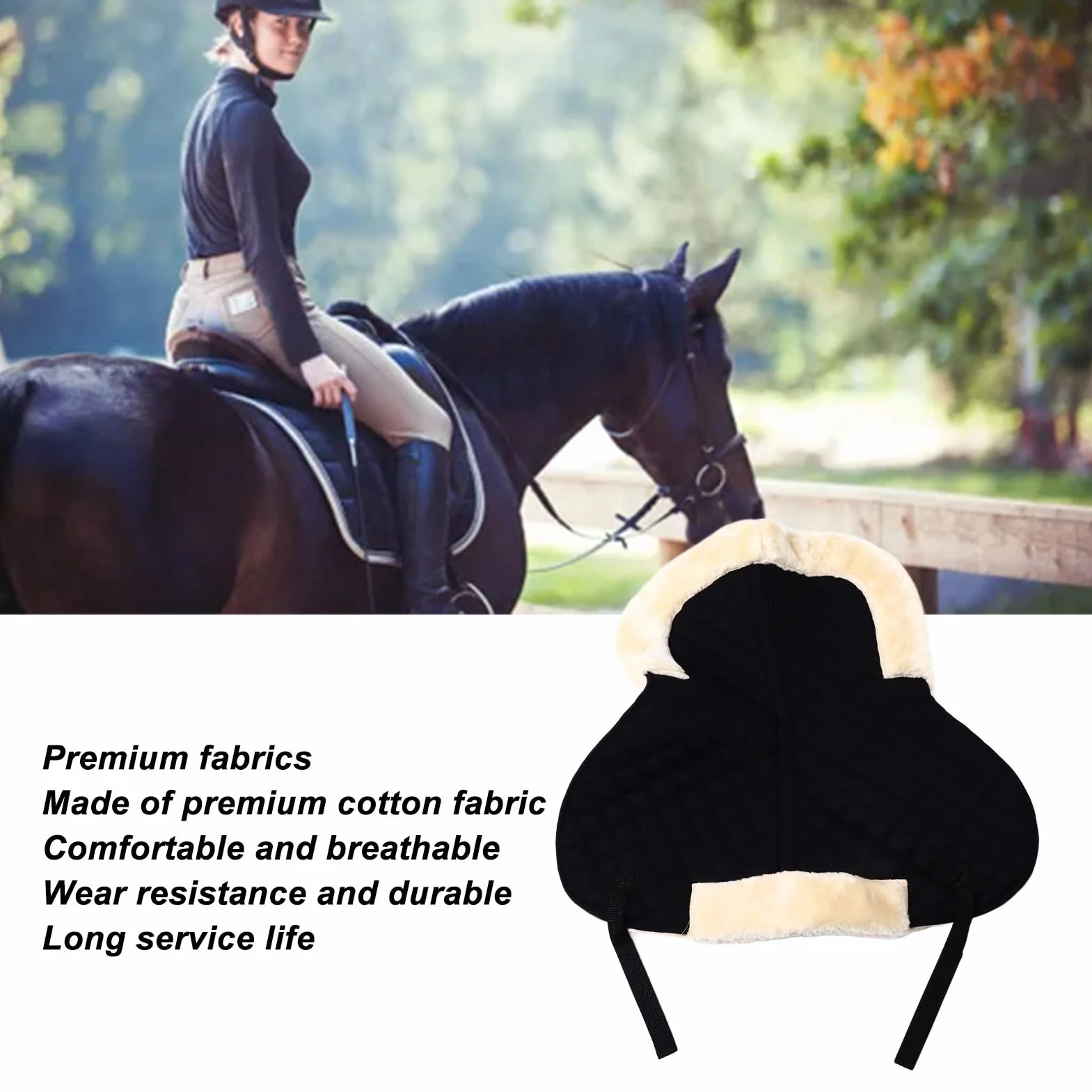 Qcwwy Almohadilla para Tachuelas para Caballos, Almohadilla para Silla de Montar para Montar a Caballo Multifunción, Manta de Algodón para Silla de Montar, Cojín Acolchado para Silla