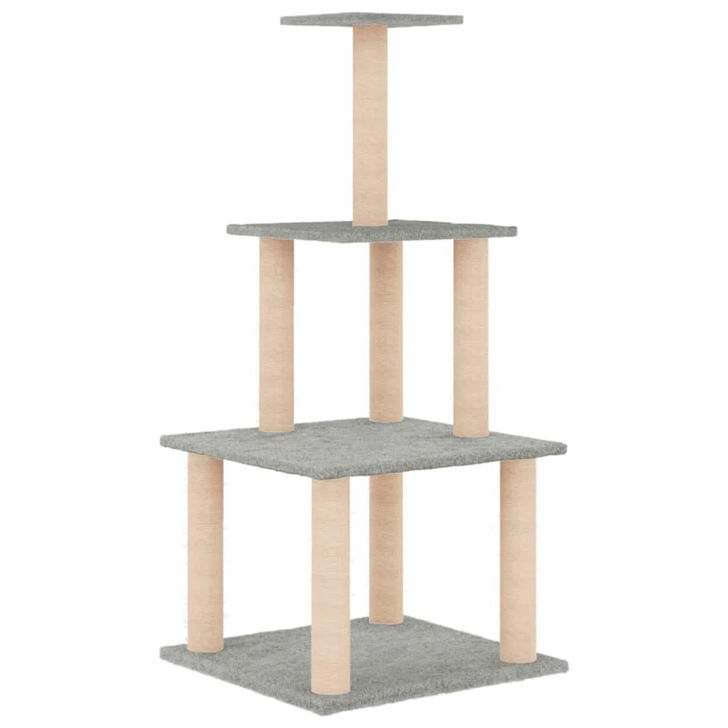 ShGaxin Rascador para Gatos con Postes de sisal Gris Claro 111 cm, Rascador Gato, Arbol Rascador para Gatos, Gatos Accesorios, Torre Gatos, Arranhador para Gatos, Casa para Gatos