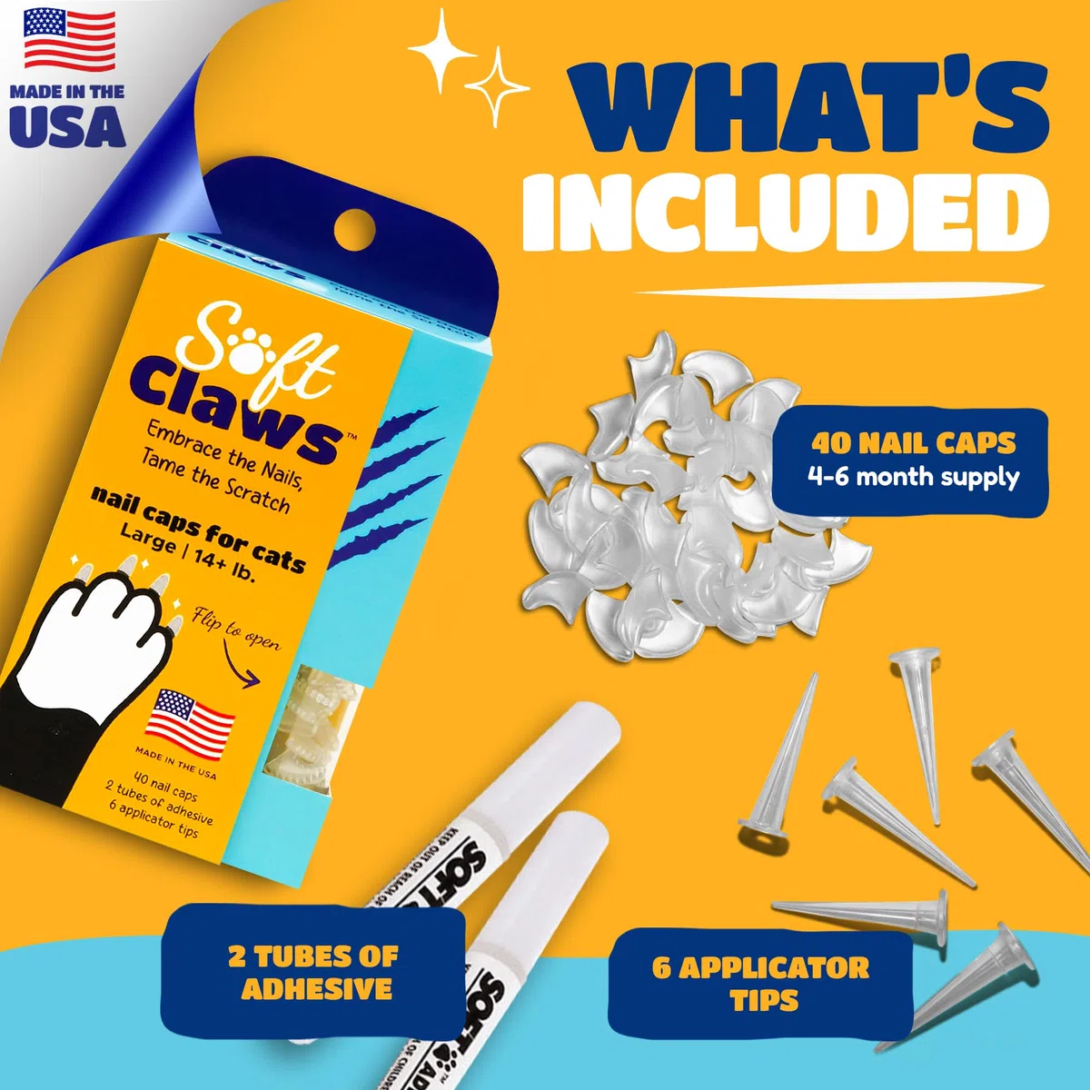 Soft Claws Inc Suave Garras Gato uñas Caps Take-Home Kit, Grande, Transparente