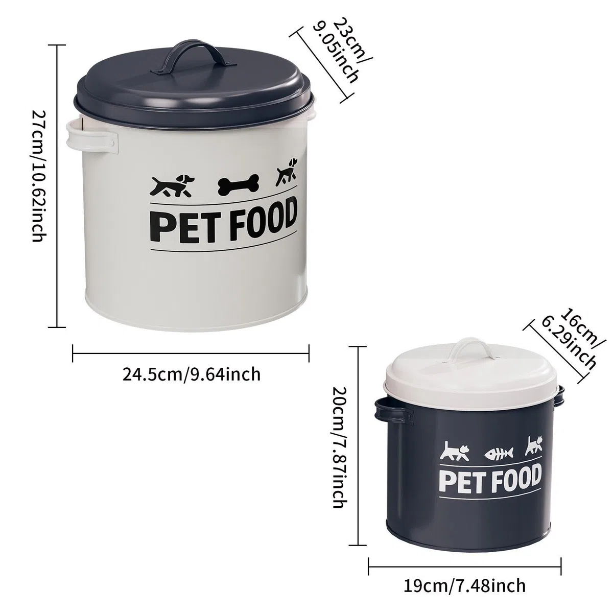 MagiDeal 2 Contenedores herméticos de Hierro para golosinas de Perros y Gatos, Ideales para almacenar Comida y Otros Alimentos de Mascotas