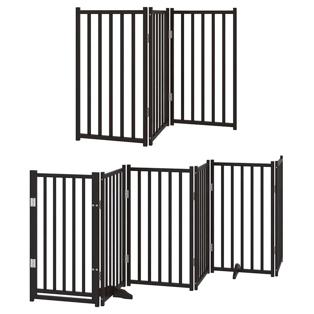15-TLG. Puerta plegable para perros de madera de álamo negro, 750 cm, con puerta, independiente y a prueba de fugas, para cachorros, perros, jardín, terraza, patio, protección y seguridad en