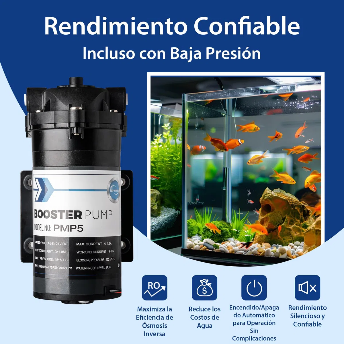 iSpring RCC1DP Ósmosis Inversa Desionización 5 Etapas con Bomba | 150 GPD de Alto Rendimiento, Sistema sin Tanque, Filtro de Agua DI, Para Acuario
