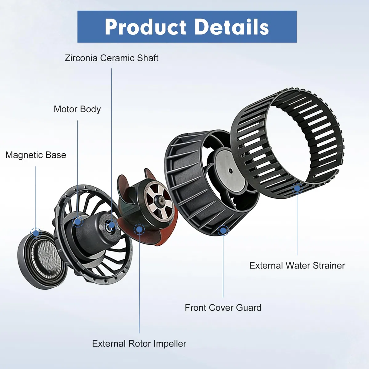 Bomba de Flujo para Acuario, Bomba de Circulación Mini 12W con 5 Modos & 10 Velocidades, Caudal 8000L/H, Magnética para Acuarios hasta 80cm – Bluetooth & Sensor de Luz | Con 5 modos y 10 niveles, bomba de flujo magnética de 12 W para acuarios de hasta 80