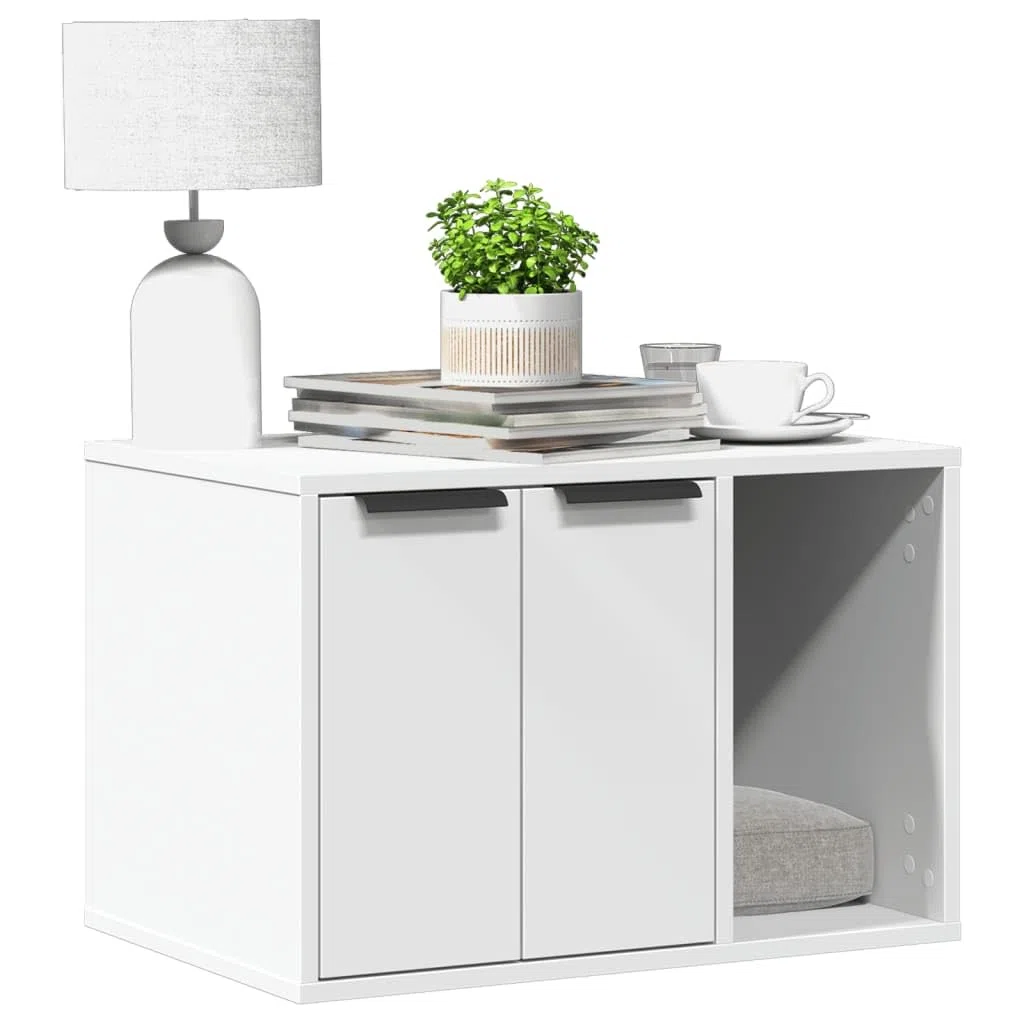 Genérico Mueble arenero para Gatos Madera ingeniería Blanco 60x40x40 cm,Producto para Mascotas y Animales,Productos para Mascotas,Productos para Gatos,Mobiliario para Gatos,857724