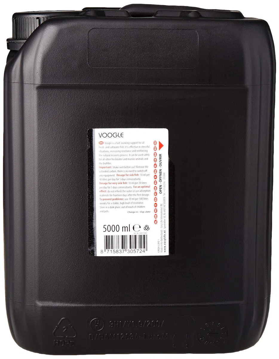 Easy-Life Voogle Acondicionador Preventivo Natural, Refuerza el Sistema Inmunitario y la Salud de los Peces, Sin Antibióticos, Apto para Agua Dulce y Salada, 5L