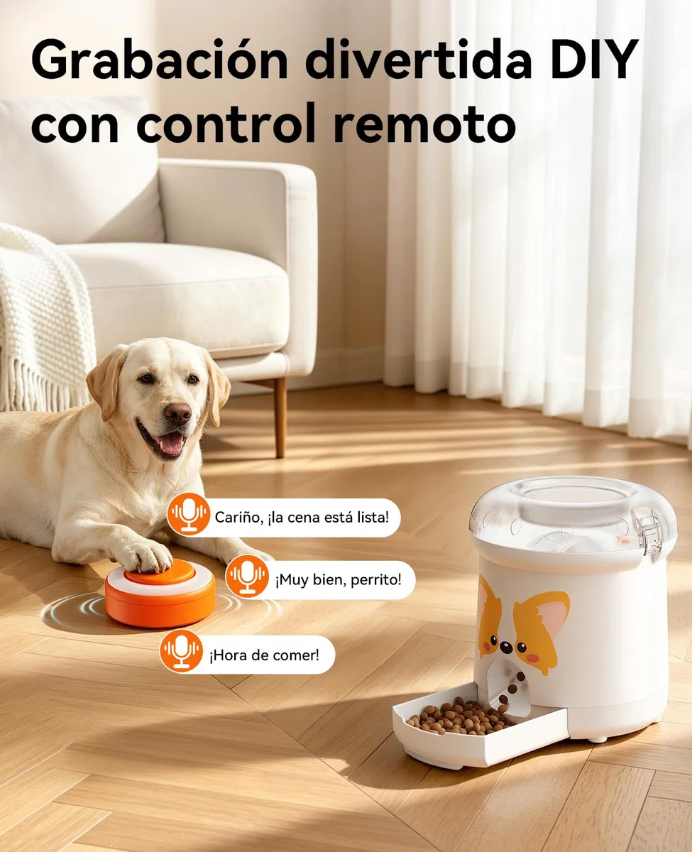 ROJECO Juguete Puzzle para Perros y Gatos, Dispensador de Golosinas Interactivo con Mando a Distancia 30m, Grabación de Voz, Capacidad 300ml, Recargable USB-C, Anti-Estrés y Estimulación Mental