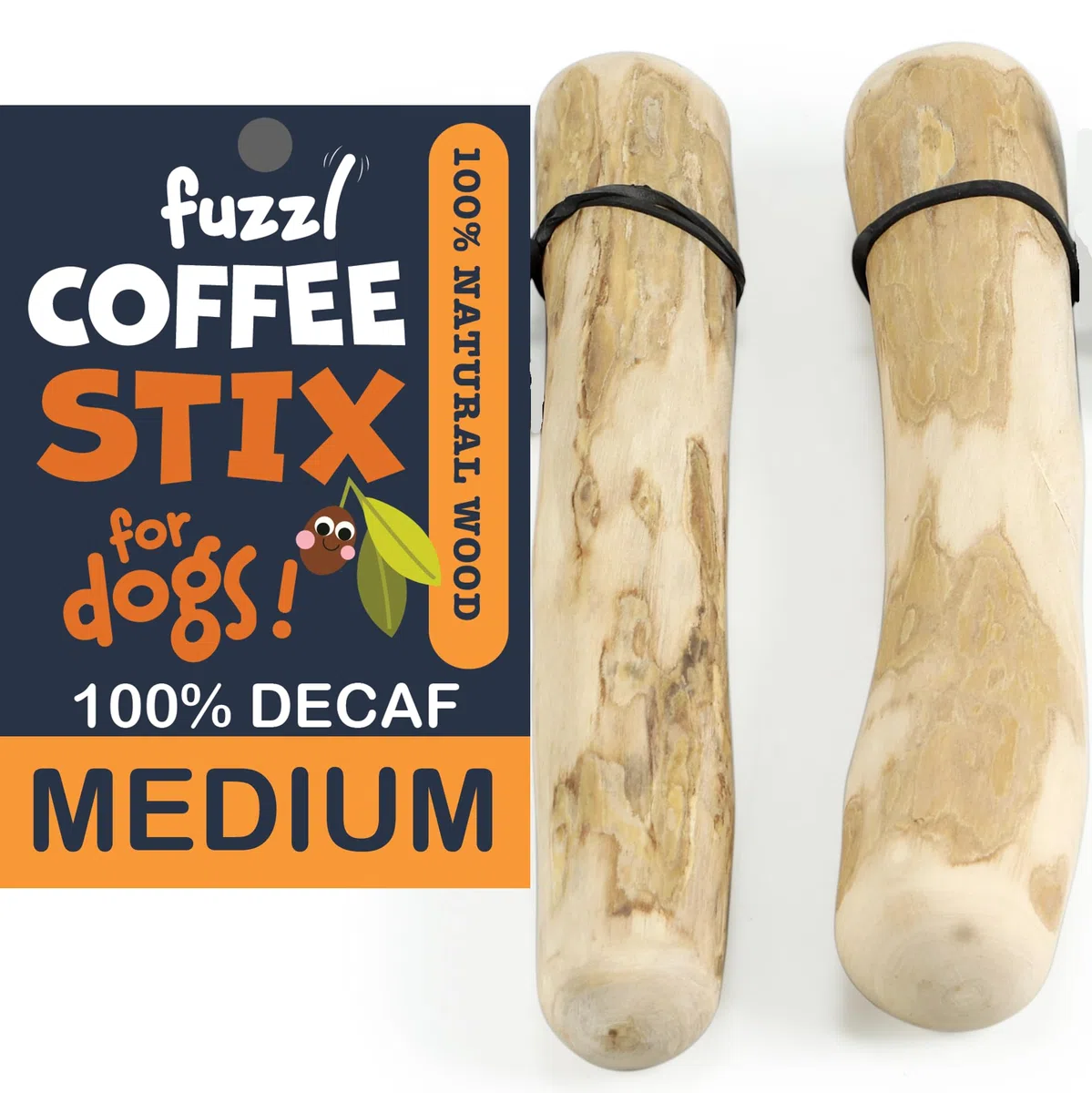 Fuzzl Coffee Stix - Juguetes masticables para Perros de Madera de café, Juguetes Naturales, Huesos Resistentes, Pack de 2 Unidades