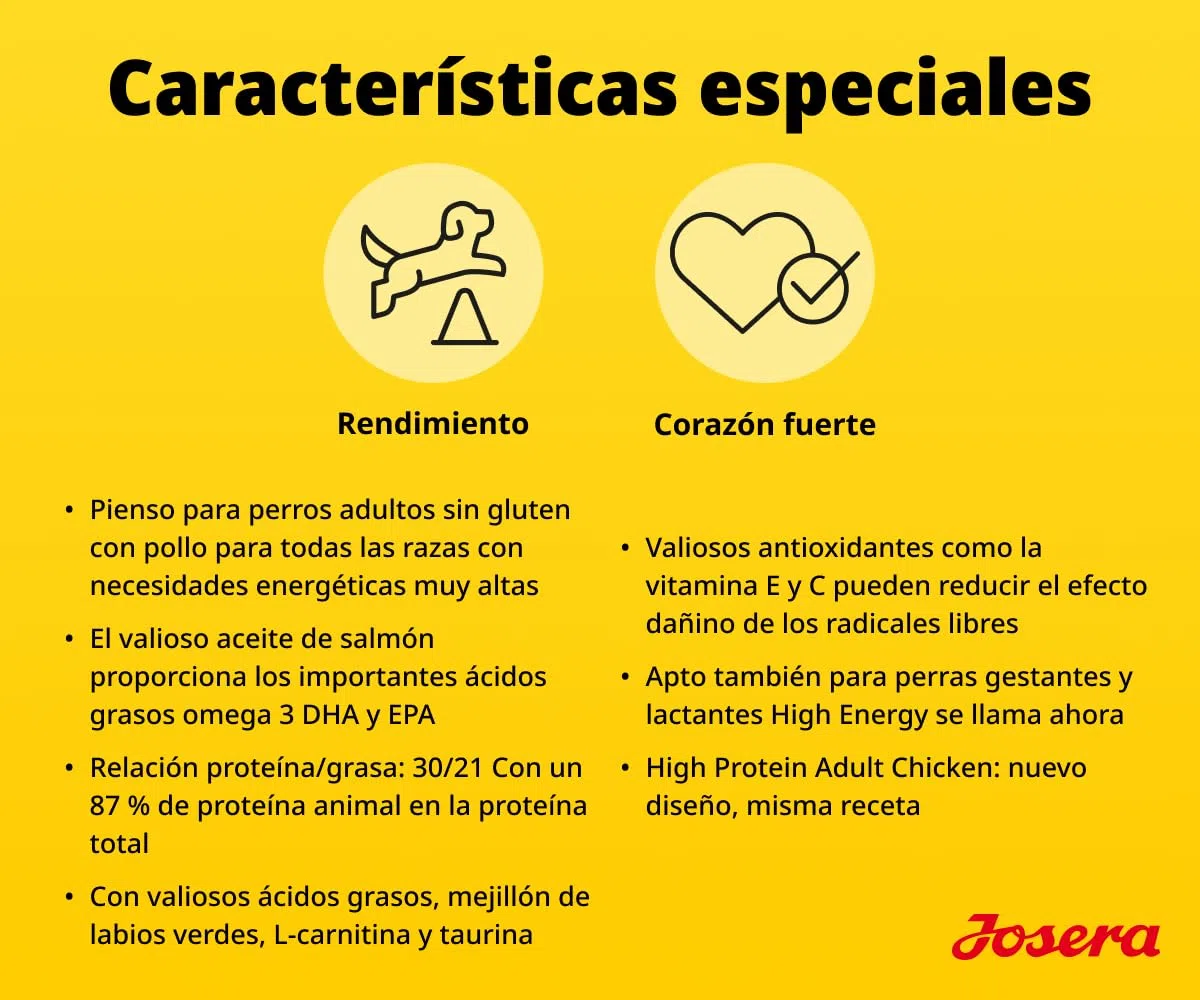 JOSERA High Protein Pollo (1 x 12,5 kg) | Adultos | Pienso seco de Primera Calidad con Pollo y Aceite de salmón para Perros Adultos y Deportistas (de cría) | Rico en proteínas | L-carnitina y taurina