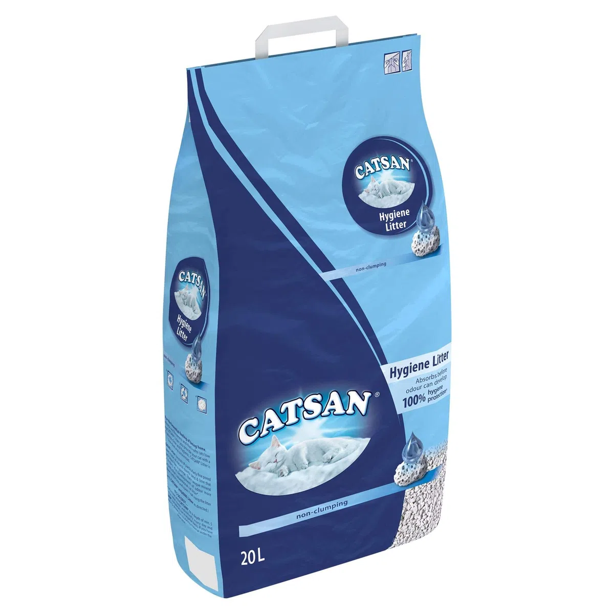 Bolsas de 20L de arena para gatos Catsan; arena sanitaria para gato higiénica (2 unidades)