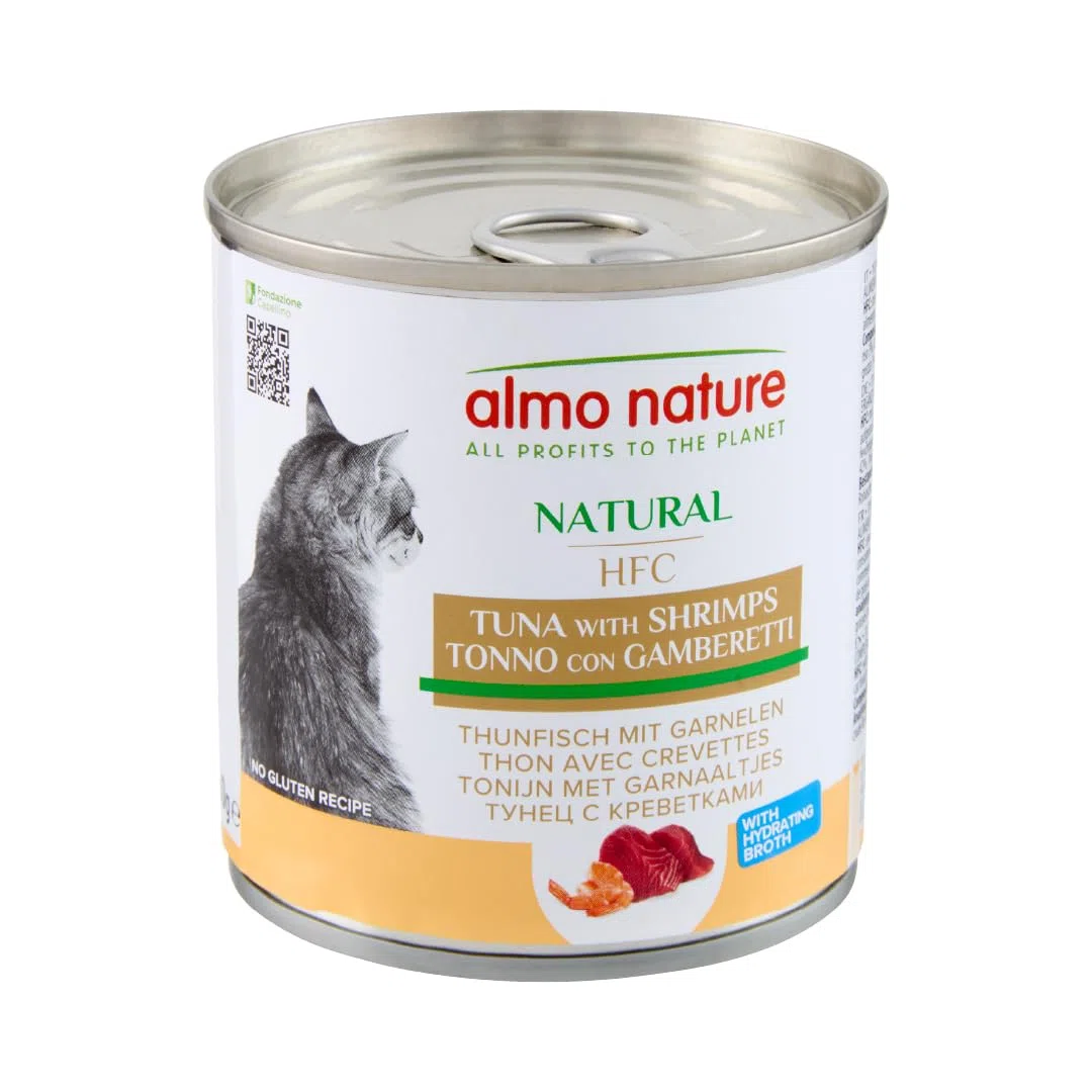almo nature HFC Natural Comida húmeda para Gatos, atún y camarones, Paquete de 12 Unidades (12 x 280 g)