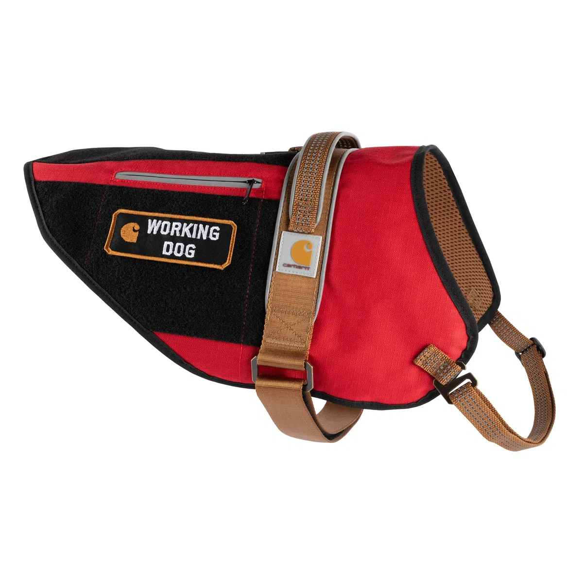 Carhartt Chalecos para Mascotas, Nailon Ripstop arnés para Perro de Servicio, S, Alto Riesgo Rojo/Carhartt marrón, pequeño