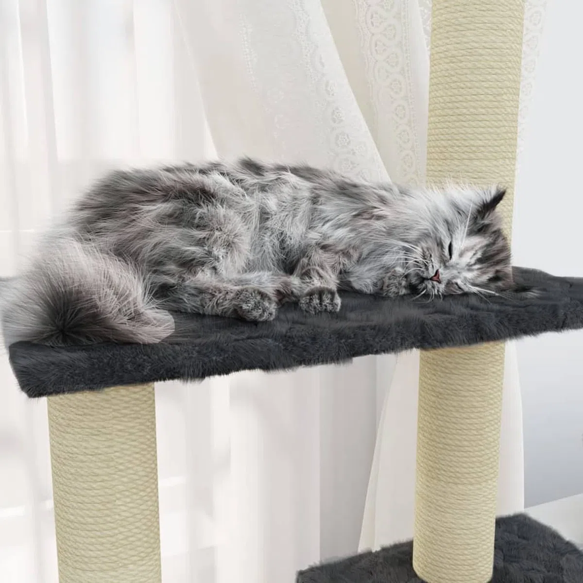 ShGaxin Rascador para Gatos con Postes de sisal, Arbol para Gatos, Gatos Accesorios, Arranhador para Gatos, Arbol Rascador Gatos, Gris Oscuro 155 cm