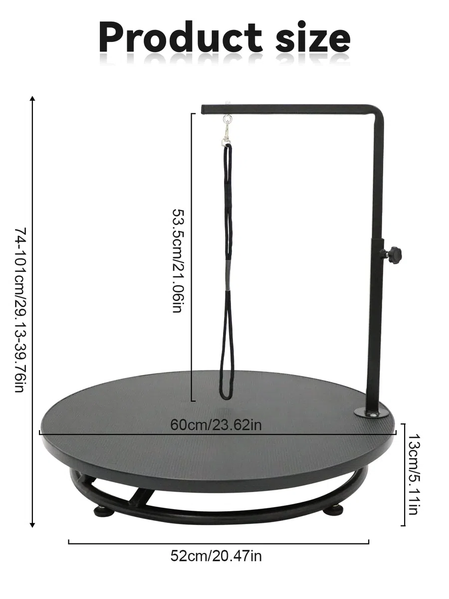 Kalolary Mesa de aseo para mascotas de 24 pulgadas con lazo, mesa de aseo para perros giratorios de 360 ° de altura ajustable para perros pequeños, estación de mesa de spa para mascotas en casa