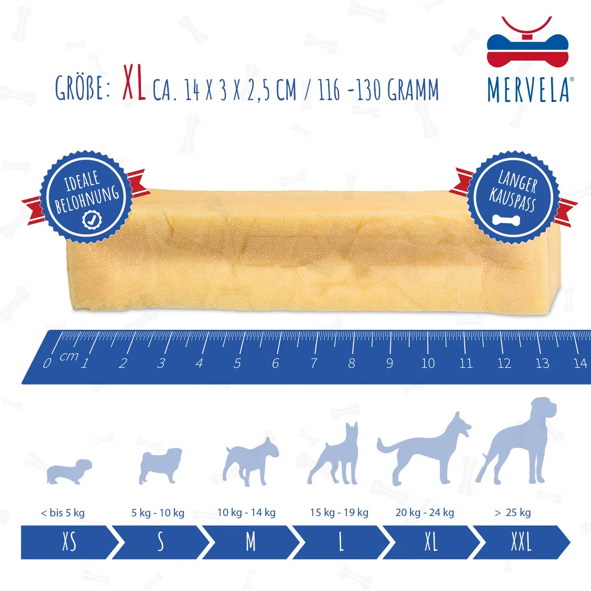 Hueso masticable de Queso para Perros Grandes [123 g por barrita] - Hecho a Mano - con Delicioso Sabor a Queso - 100 % Natural - Cuidado Dental óptimo para tu Amigo de Cuatro Patas (5 Piezas)