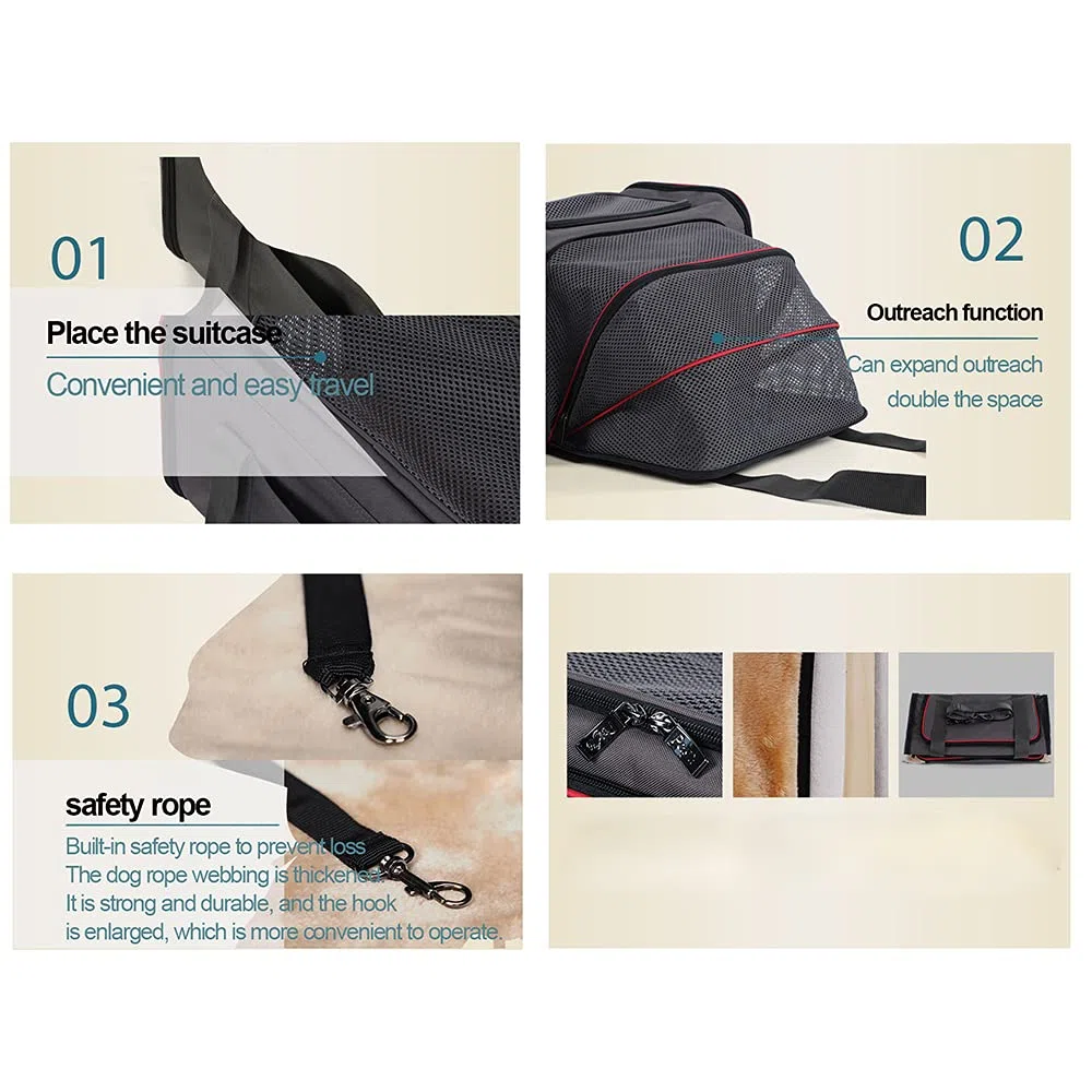 Meng Transportín Extensible para Perros, Portátiles Bolsa De Transporte, Portátil Transpirable Mochila para Mascotas, Bolsa Portadora para Viaje Aprobada por Aerolínea