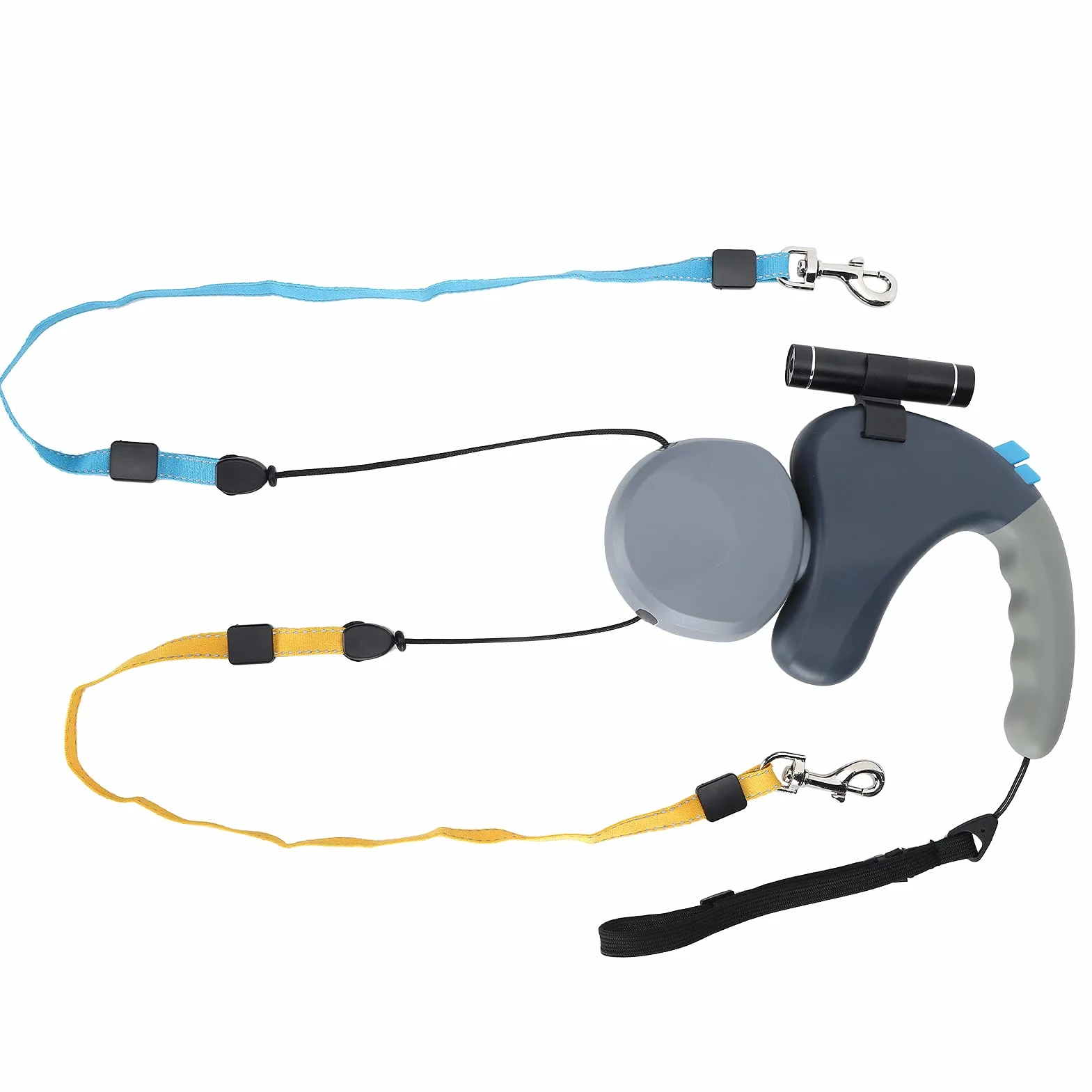Correa Doble Retráctil para Perros con Luz LED, Correa Doble para Mascotas para Dos Perros Caminando, Cordón Ajustable, Cómodo, Material ABS (Gray)