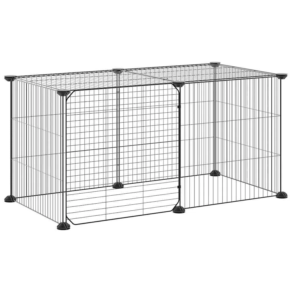 Jaula para mascotas de acero con recubrimiento en polvo, 35 x 35 cm, con puerta, recinto para animales pequeños para conejos, cobayas, hámster, conejo, roedores, uso interior y exterior