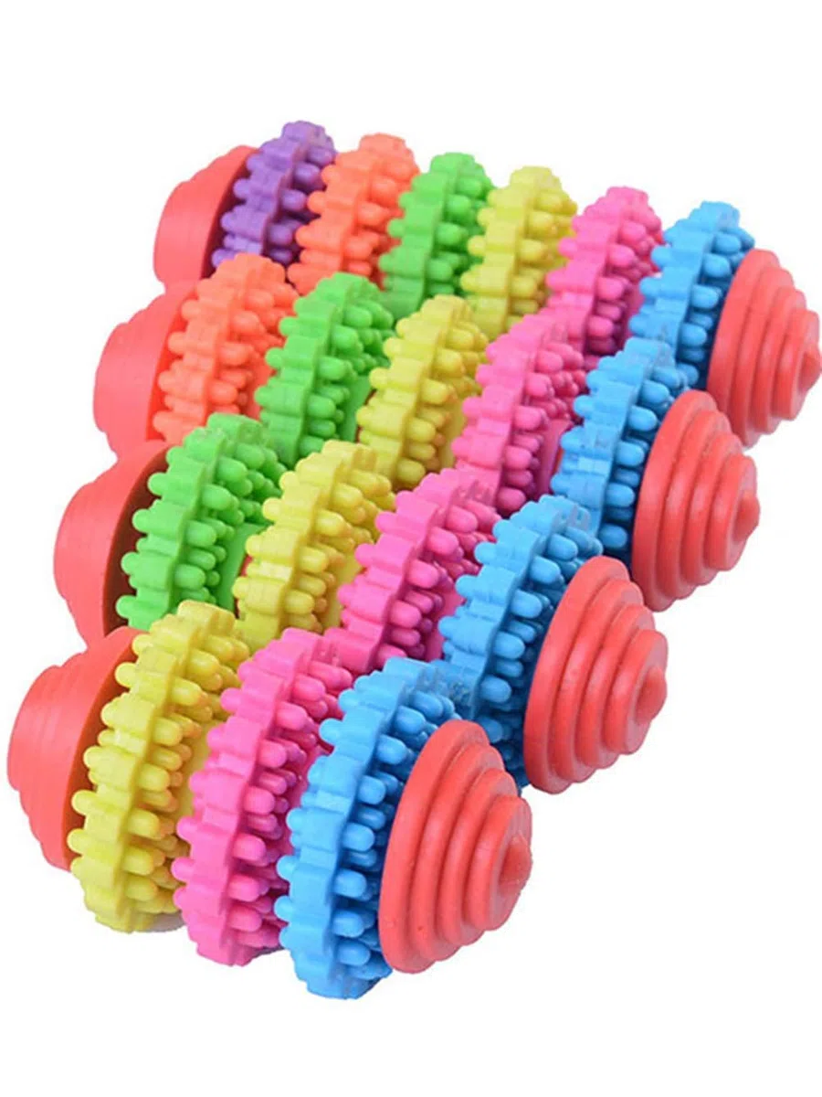 MU Durable Salud Engranaje Goma Dentición Dientes de Goma Mascota Perro Gato Juguetes Mascota Dental Perlopista Perro Masticar Juguetes para Pequeños Perros S Suministros para Mascotas,7 Colores