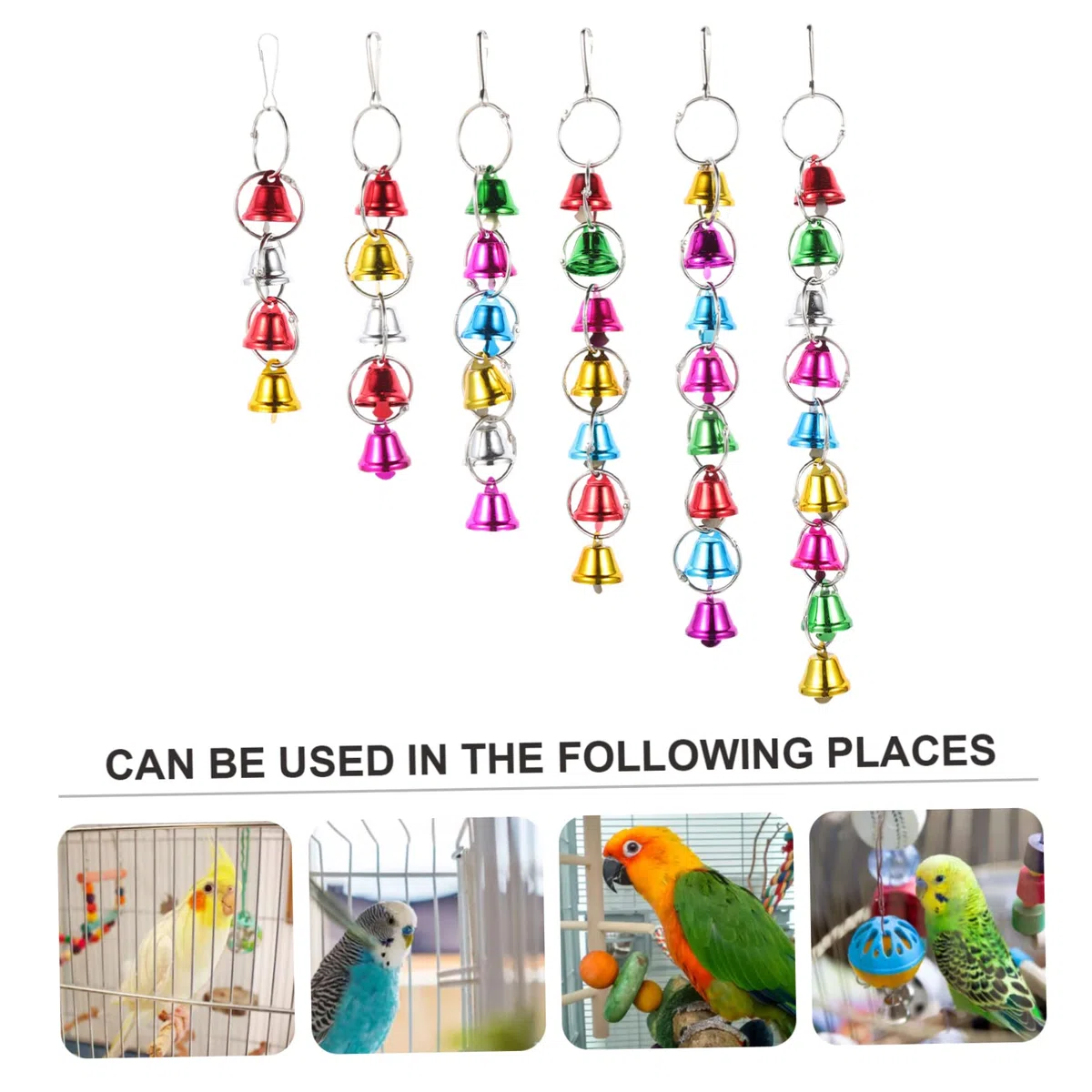 BESPORTBLE 12piezas Juguete para Aves Campanas Cuerda De Juguete para Periquitos y Loros Colgante De Diversión para Jaulas De Aves para Masticar y Jugar