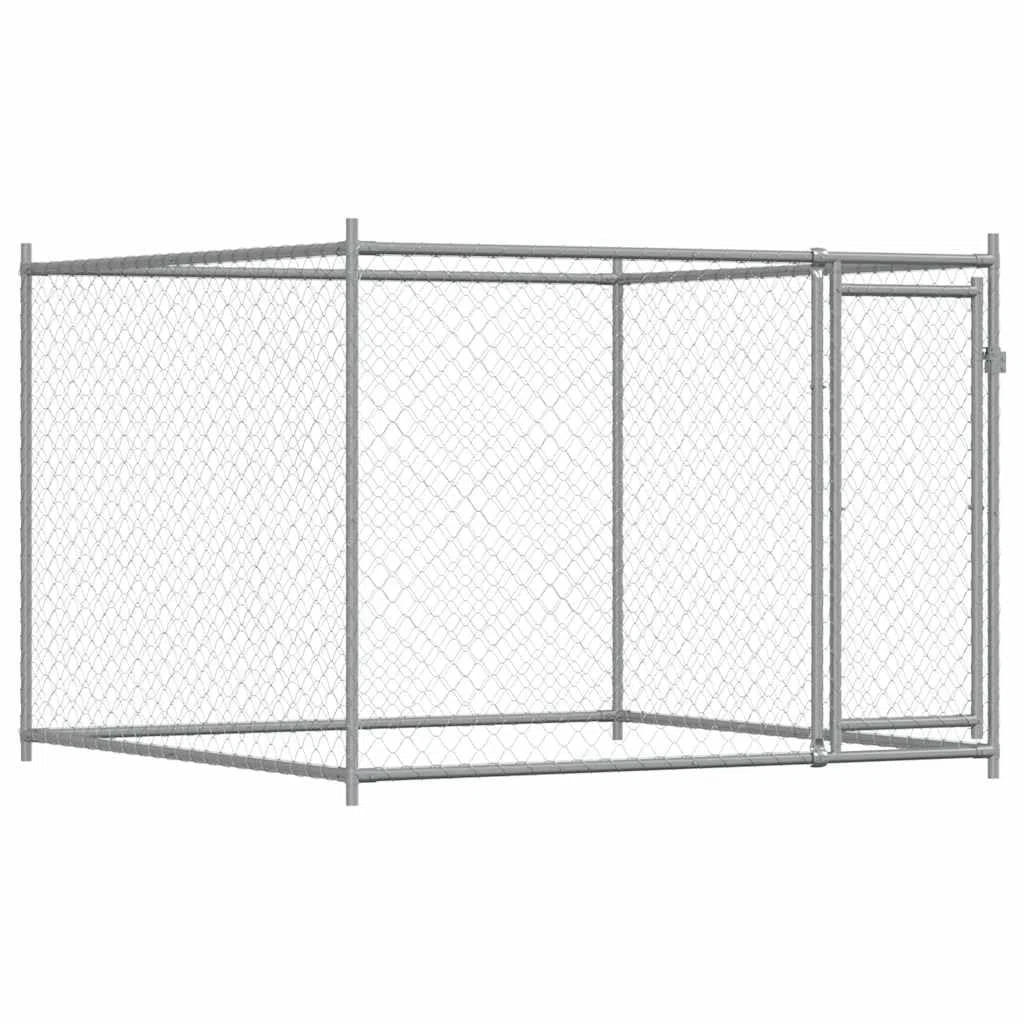 Perrera para perros de acero galvanizado con puertas gris 12 x 2 x 1,5 m, salida para perros cachorros, jaula con seguridad, protección, entrenamiento y separación en el jardín o terraza