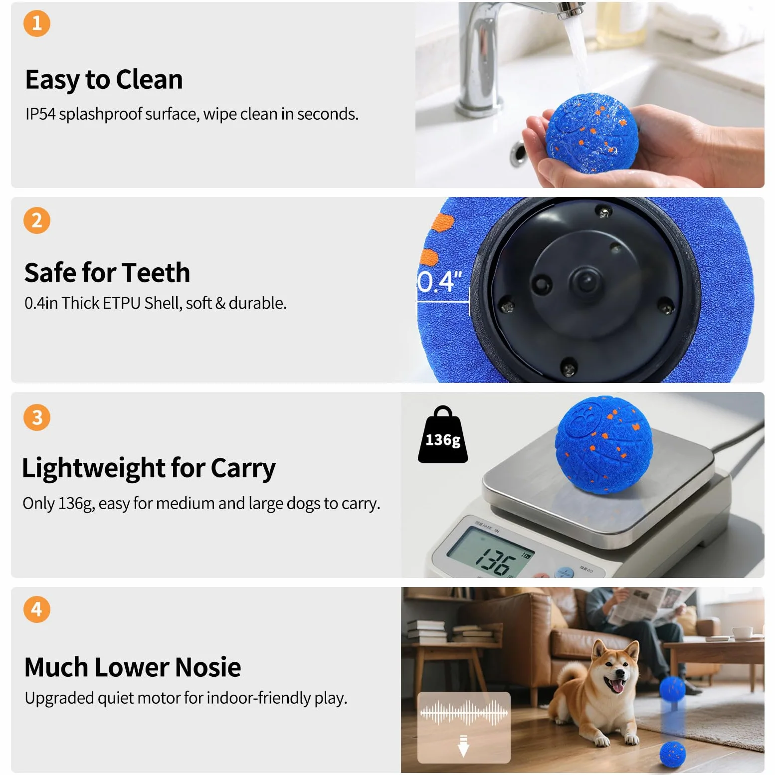 SCHITEC Juguetes interactivos para perros, bola vibradora inteligente para perros medianos y grandes de alta energía, juguetes motorizados para persecución de mascotas (azul)