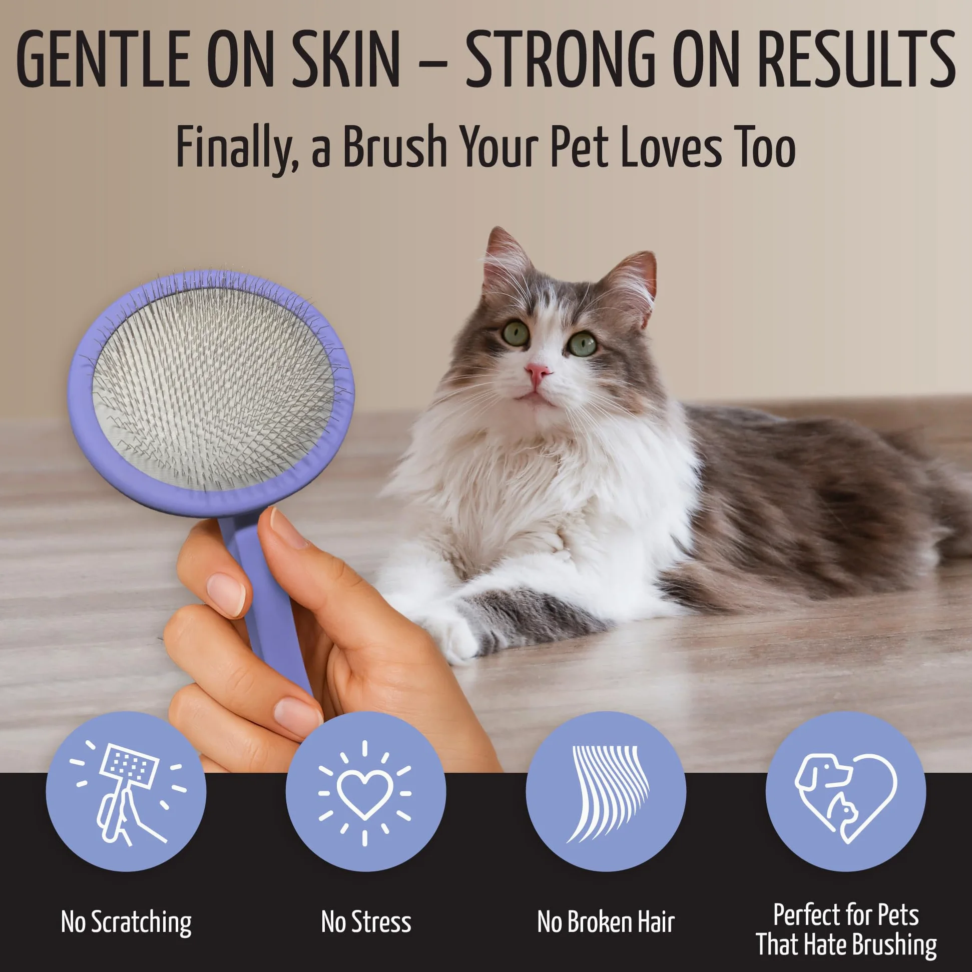 Tauro Pro Line Deshedding Cepillo Madera Perro y Gato, Mediano (M), Morado | Elimina nudos y desenreda, para pelajes semilargos y largos, Almohadilla redonda flexible, Ideal para Cocker Spaniel