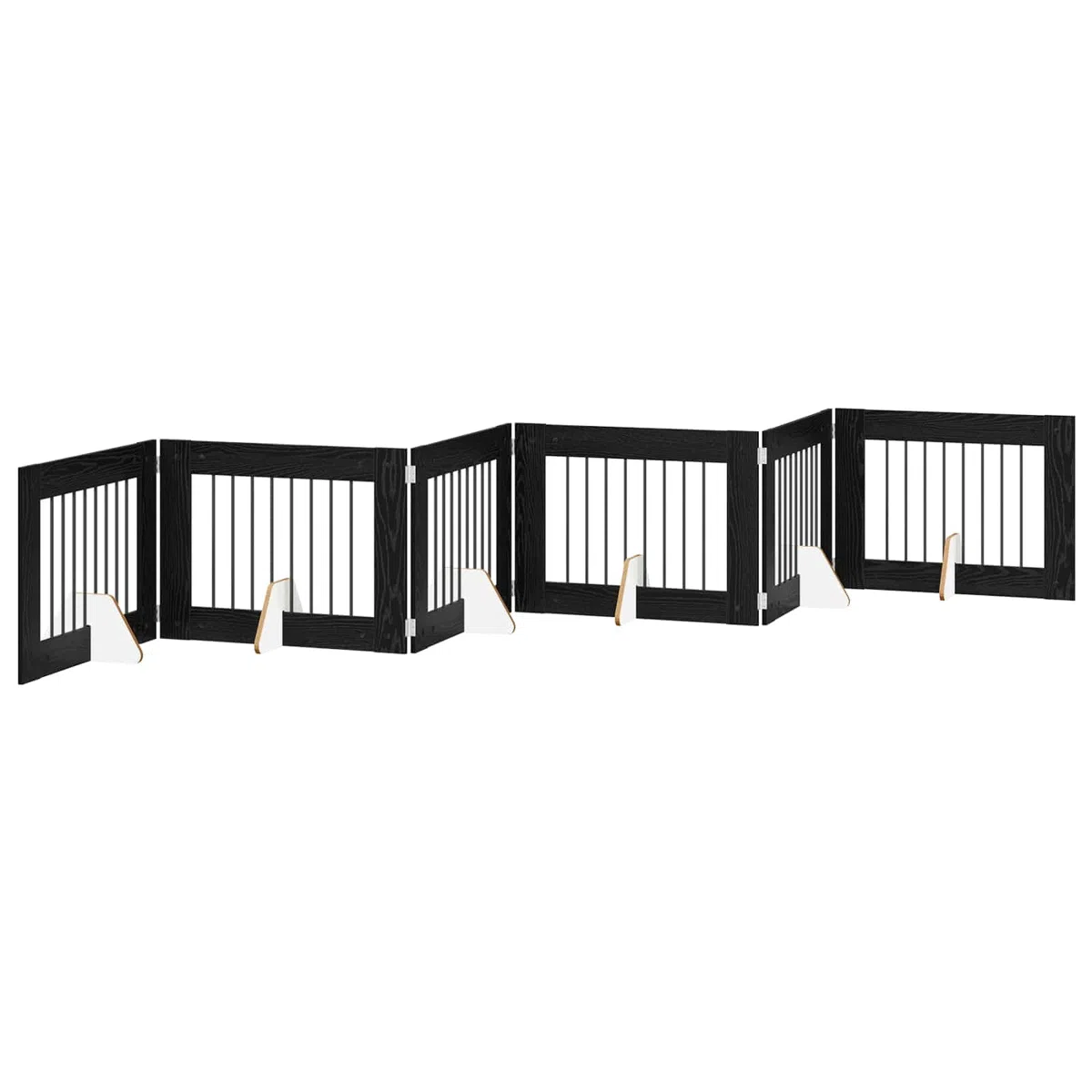 Portería para perros con soporte 6 piezas de roble negro 80 x 60 cm plegable y portátil, perrera de metal como barrera para interiores, protección y seguridad para cachorros y perros mientras