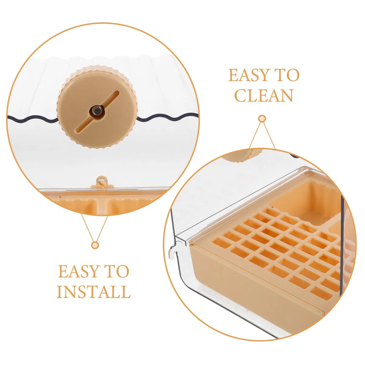 NUOBESTY Baño de Instalar Colgante Jaula Cuenco Profundo para en Pájaros Amarillo Comedero de y Plástico Diseño Que Salpicaduras, Fácil para Periquitos y Loros Pequeños