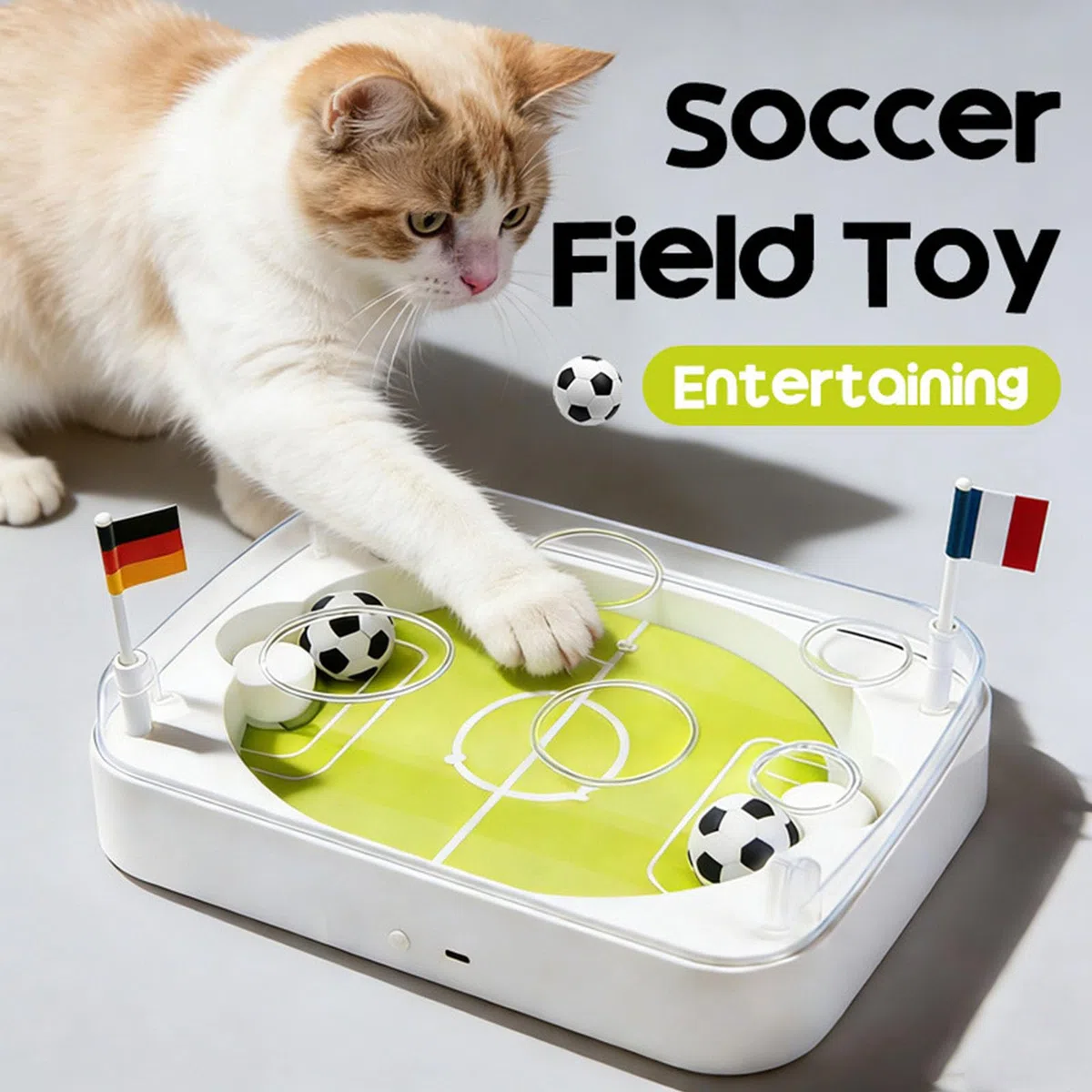 Juguete de rompecabezas de fútbol para gatos recargable por USB con modo de movimiento y función de persecución automática para aburrimiento, entretenimiento de mascotas, juguete de
