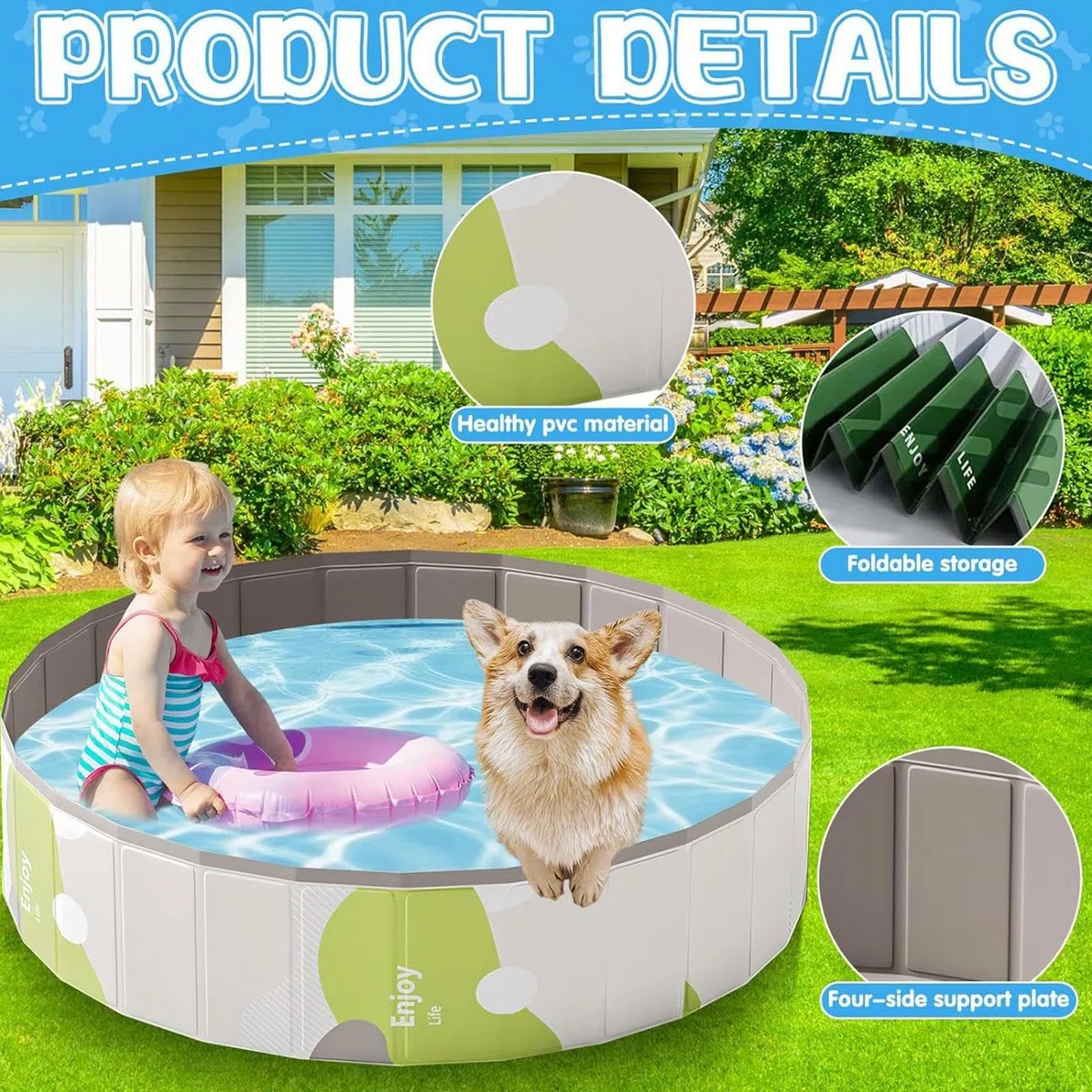 Piscina para Mascotas Portátil Plegable De PVC