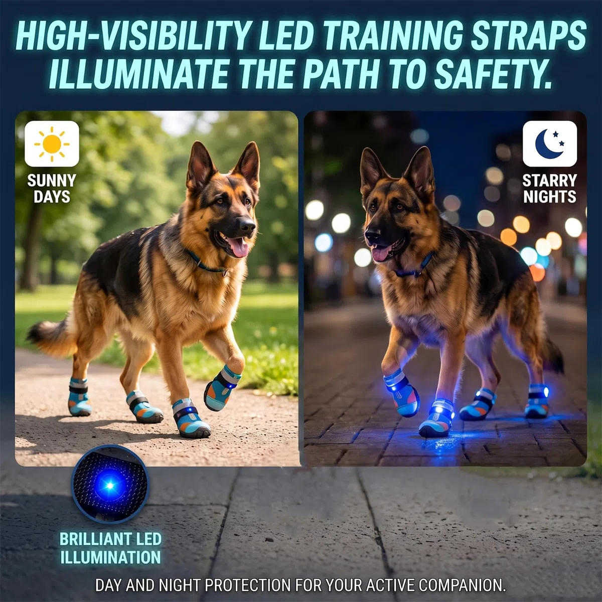 Light Up Shoes For Dogs,Breathable Mesh Non-Slip Dog Boots & Paw Protector
