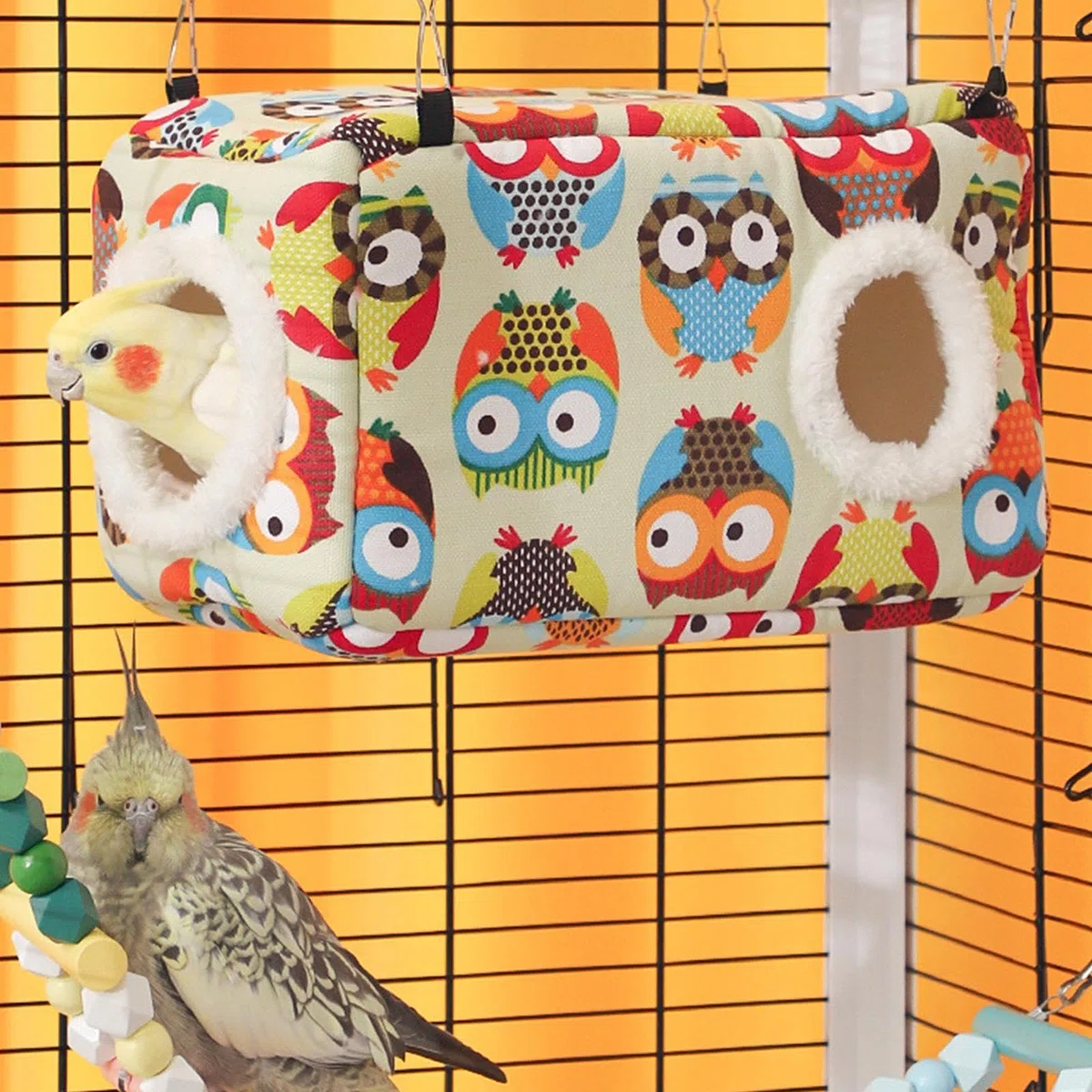 Nido para Pájaros Cama para Mascotas Hamaca Colgante Refugio Cálido con Forro Y Ganchos Resistente Apto para Loros Chinchillas Cobayas Ardillas