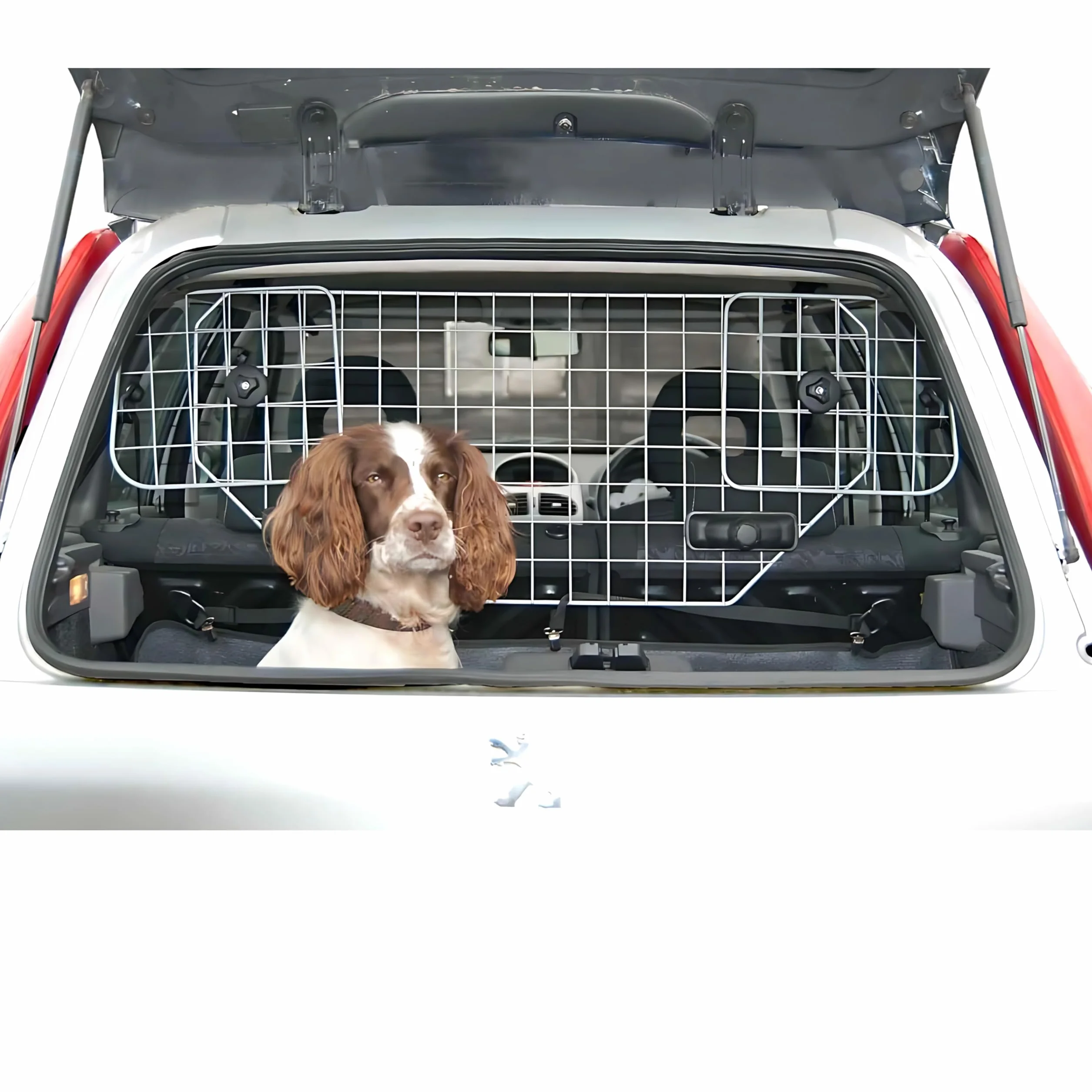 Speedwellstar Rejilla Separadora para Perro Maletero Coche Universal Ajustable – Barrera Mesh Metálica con Fijación al Reposacabezas