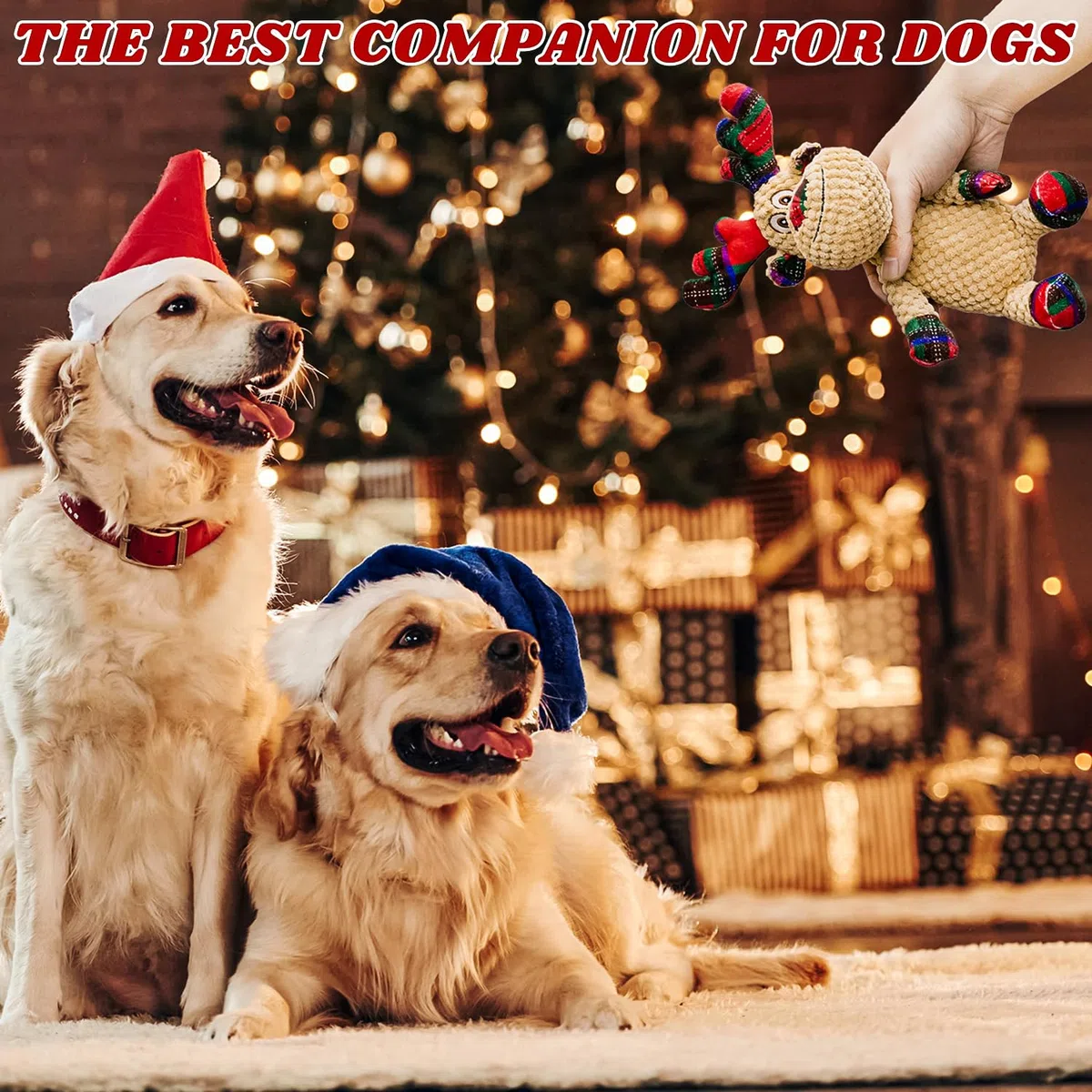 Juguetes chirriantes de Navidad para perros, juguetes interactivos de peluche para perros pequeños y medianos, adecuados para entrenar y reducir el aburrimiento y la ansiedad (reno)