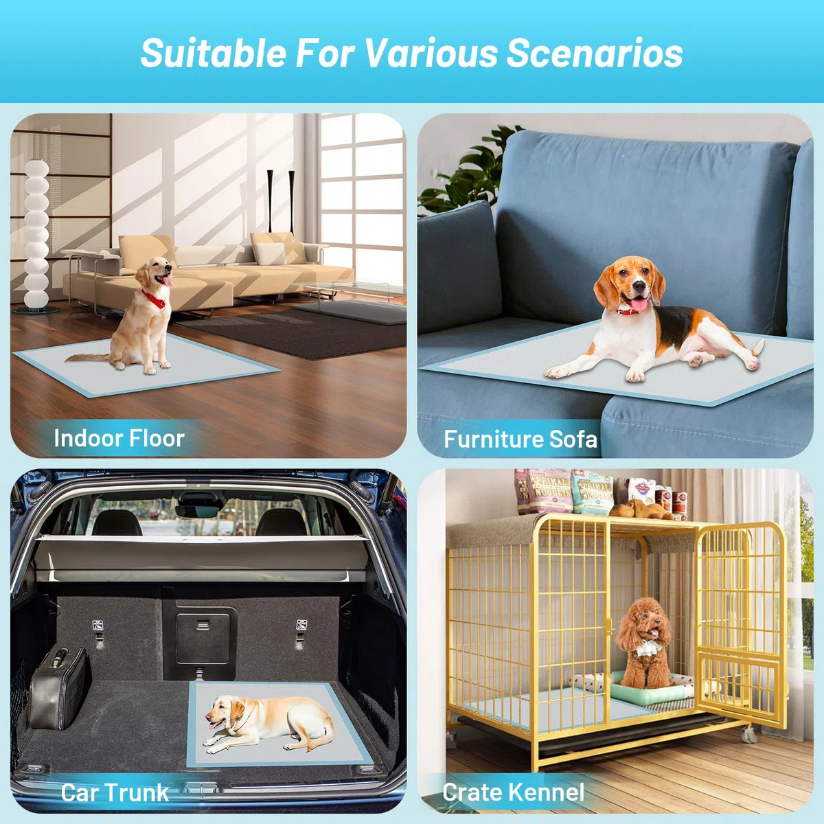 Almohadillas para orina de cachorros para perros, 32 x 36 pulgadas, extragrandes, 60 unidades, a prueba de fugas y súper absorbentes, almohadillas desechables gruesas para entrenamiento de cachorros y