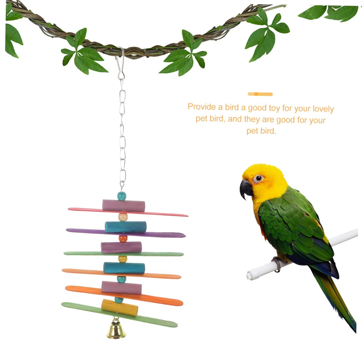 POPETPOP 4 Piezas Jaula Giratoria De Juguete Juguetes De Aves para Loros Juguetes para Trepar Pájaros Juguetes para Masticar Loros De Madera Desfibradora