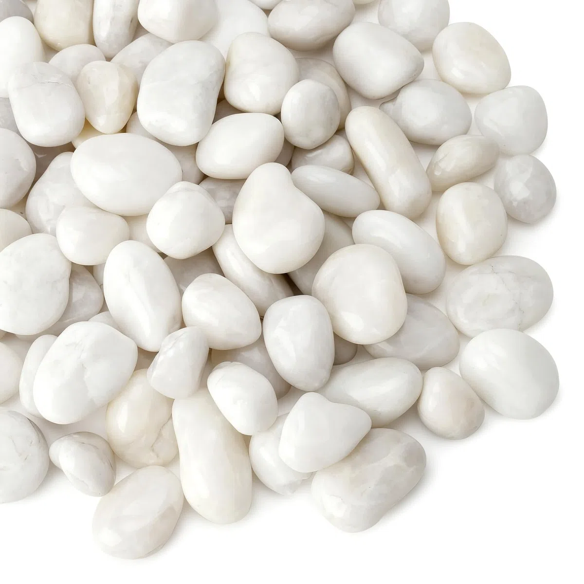 Mr. Figlass blanco pulido guijarros decorativos piedras naturales para acuario grava río rocas para paisajismo, relleno de jarrón, tanque de pescado, 3/8 pulgadas, 10 libras