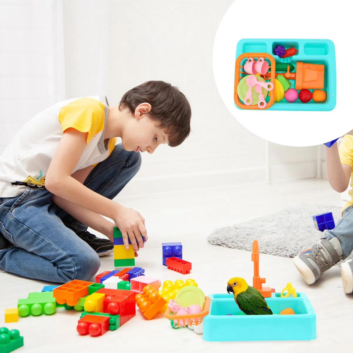 Bañera Automática Limpia el Plumaje para Pájaros Circulación de Agua, Material Abs Plástico, Color Verde y Alivia el Estrés en Verano